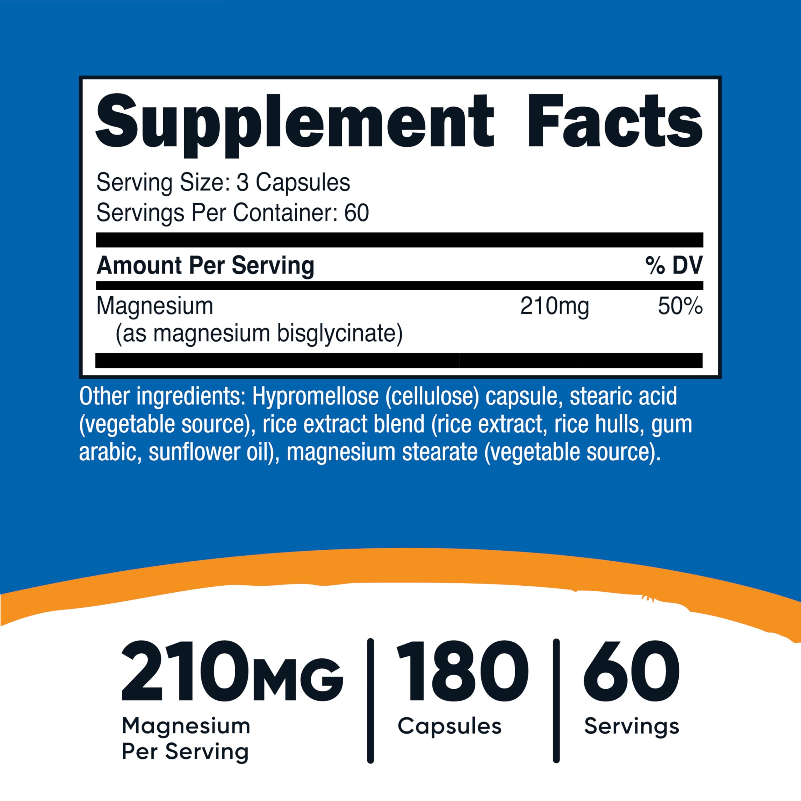 Nutricost Magnesium Glycinate Capsules (180 Capsules, 210 mg Per Serving) - Magnesium Glycinate Supplement for Gentle Absorption