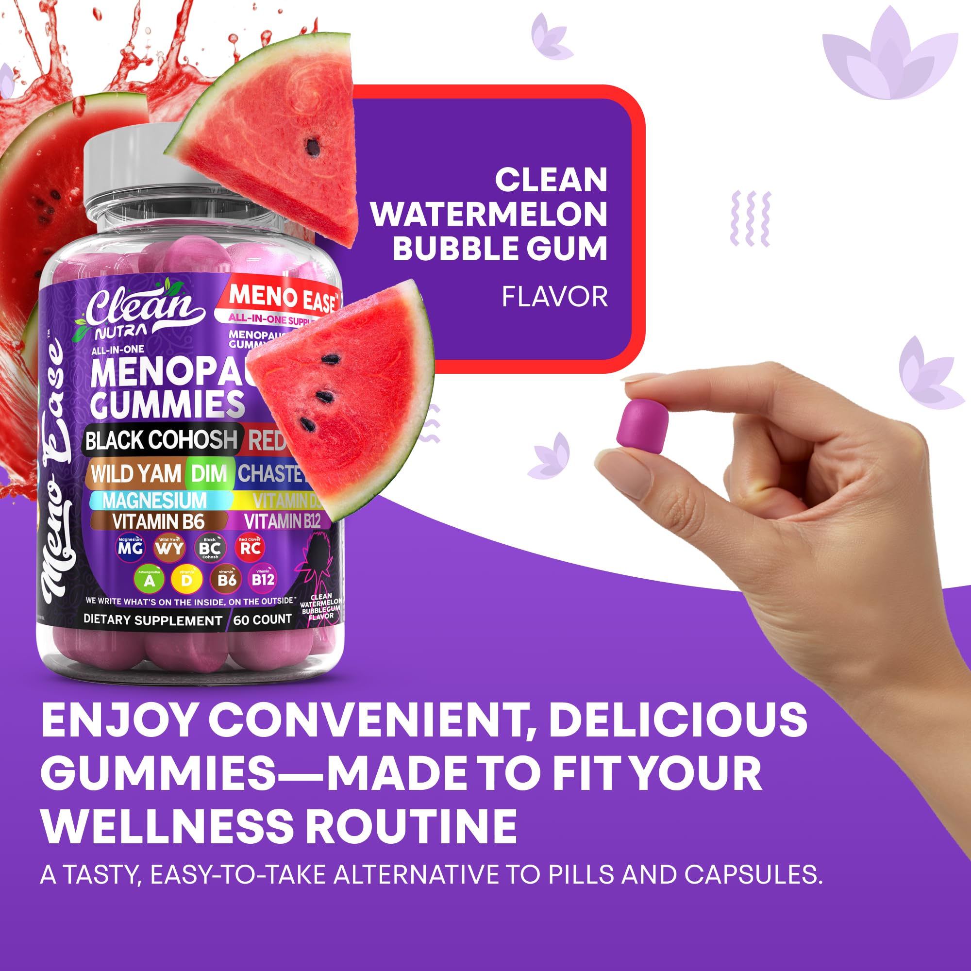 Menopause Supplement for Women Gummies with Black Cohosh, Wild Yam, DIM, Magnesium, Red Clover Chasteberry for Hormone Balance Relief Night Sweats Mood Plus Bergamot, Vitamin D3, Vitamin B6 B12 Clean NutraceuticalsBuy Supplements Australia