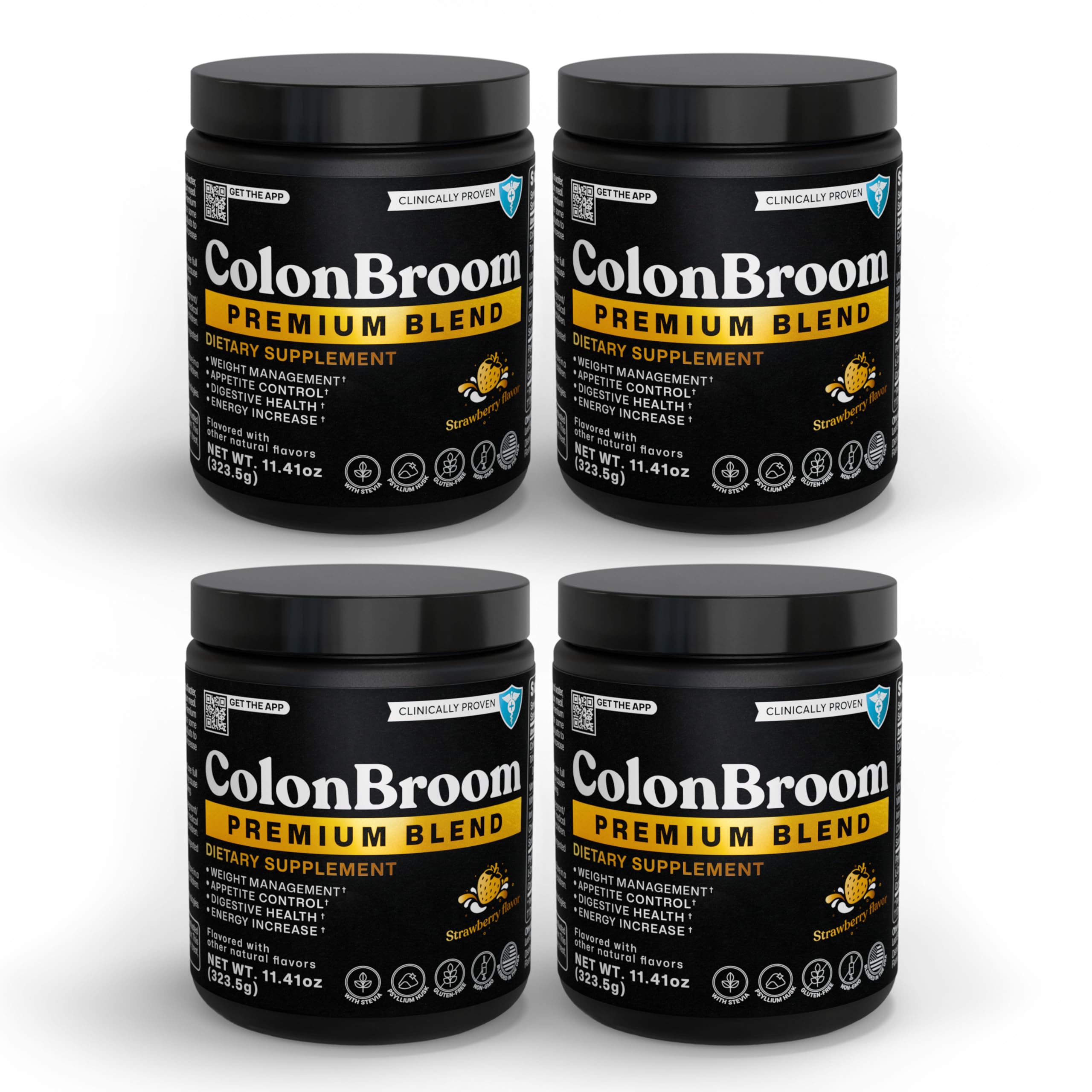 ColonBroom Premium Weight Management Supplement (Strawberry) - Colon Broom Psyllium Husk Fiber Powder Drink - Gluten Free, Non-GMO Colon Cleanse for Bloating Relief & Gut Health, 200 Servings ColonBroomBuy Supplements Australia