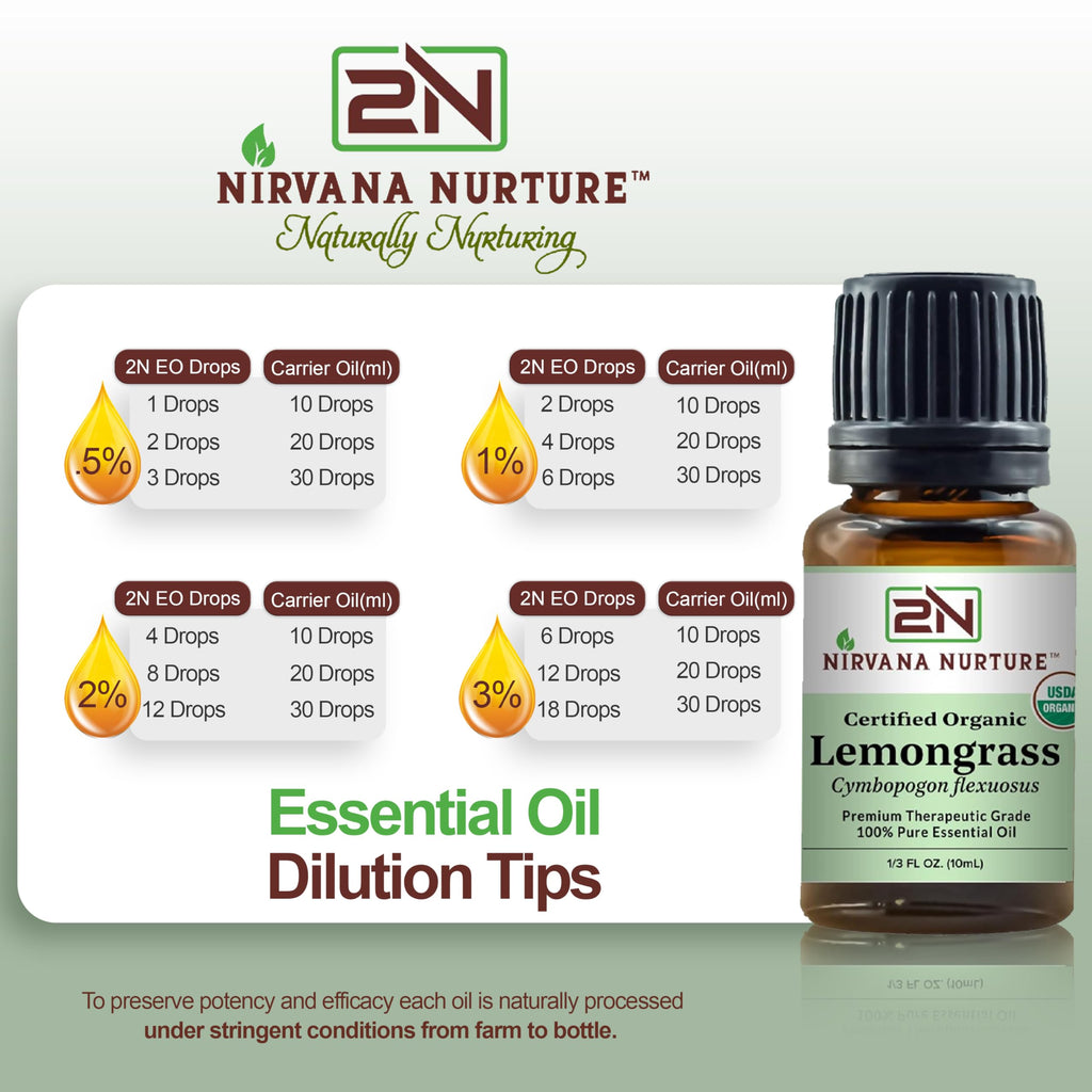 Nirvana Nurture Lemongrass Essential Oil USDA Certified Organic 100% Pure Premium Therapeutic Grade Nirvana NurtureBuy Supplements Australia