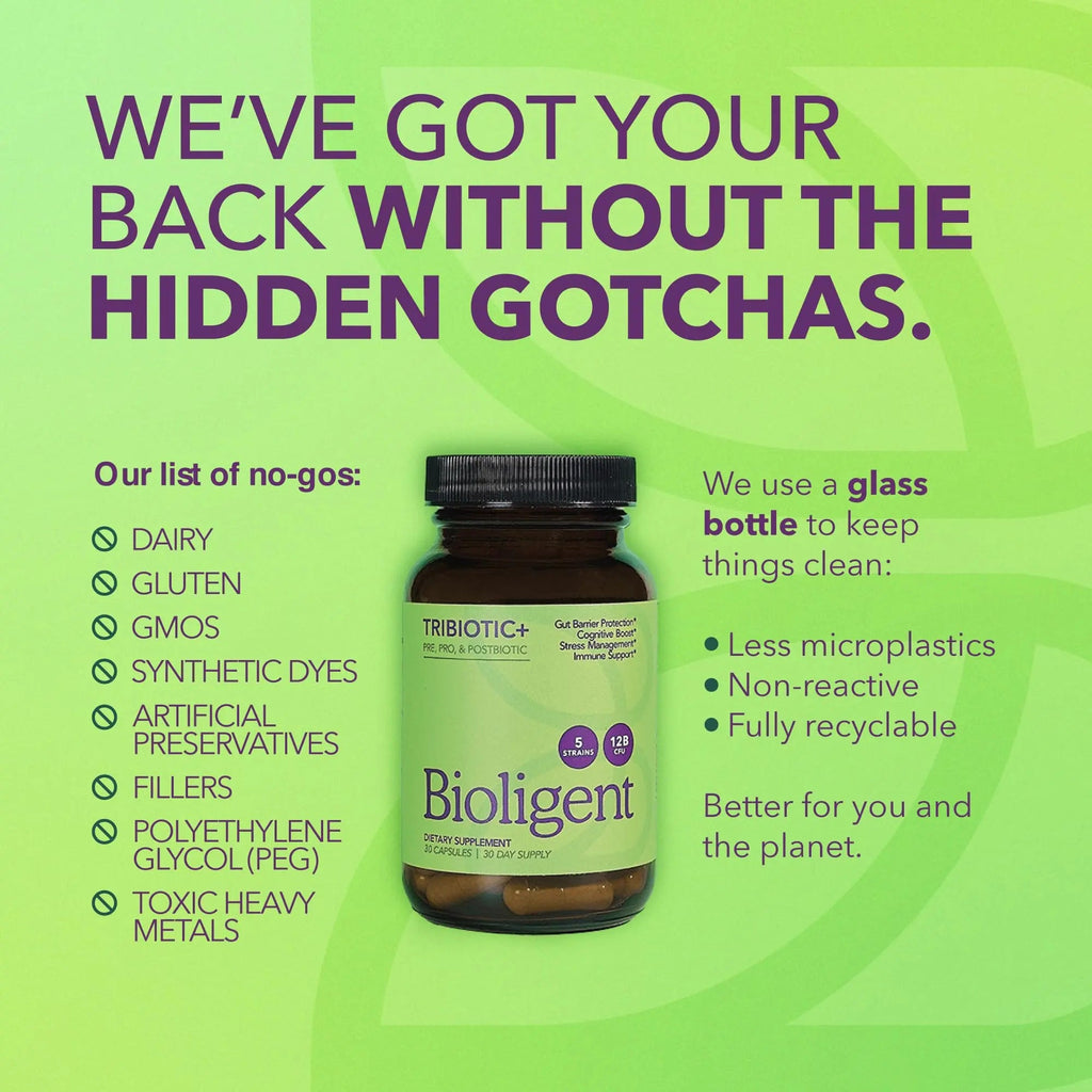 BIOLIGENT Tribiotic+ Prebiotic, Probiotic and Postbiotic Supplement for Women & Men, Gut Health, Immune Support, Bloating Relief, Daily Microbiome and Digestive Support, 30 Capsules, 30 Day Supply BIOLIGENTBuy Supplements Australia