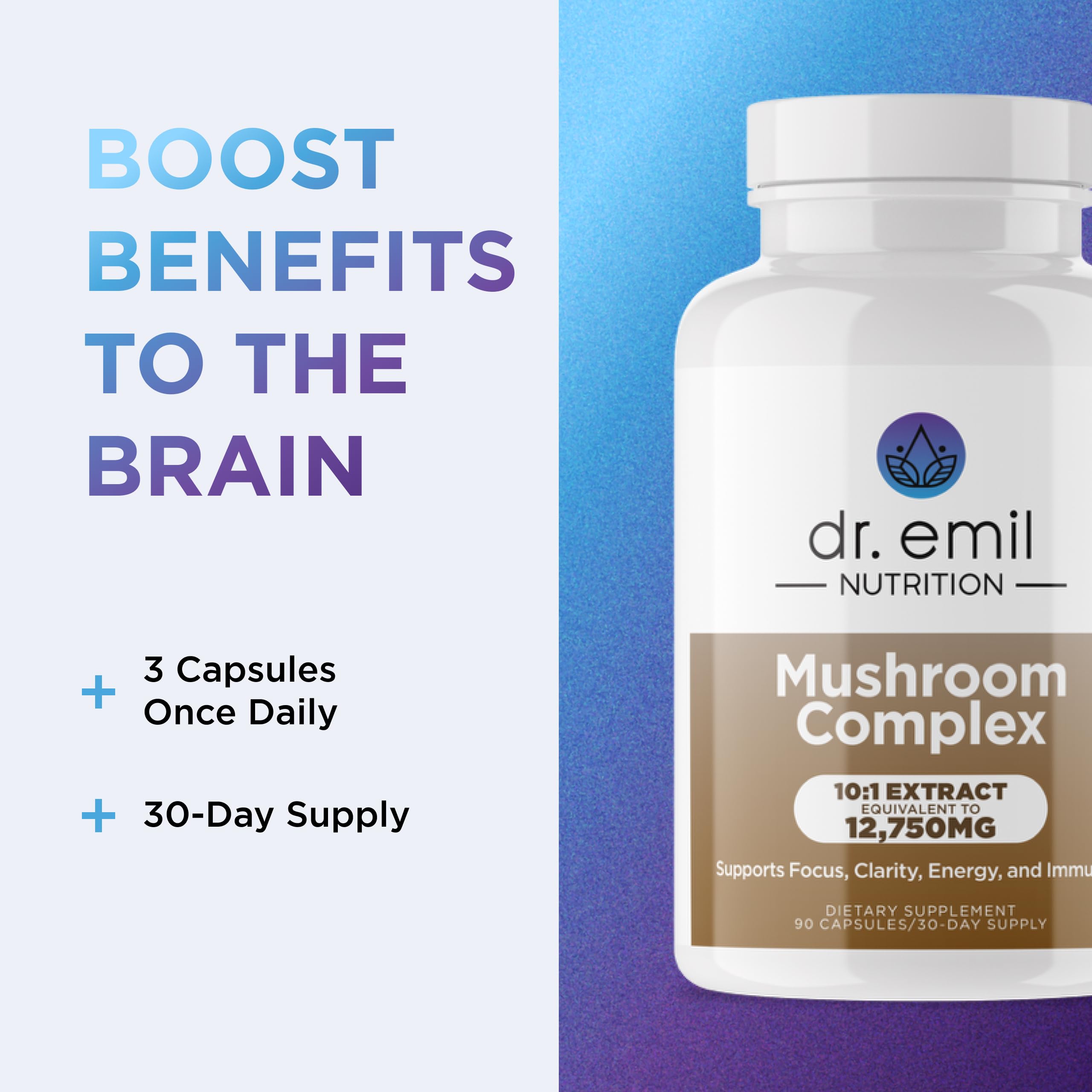 DR. EMIL NUTRITION 10 Mushroom Supplement for Mental Clarity, Focus & Immune Support - Functional Mushroom Nootropic Supplement with Lions Mane Extract, Cordyceps, Turkey Tail & More DR. EMIL NUTRITIONBuy Supplements Australia