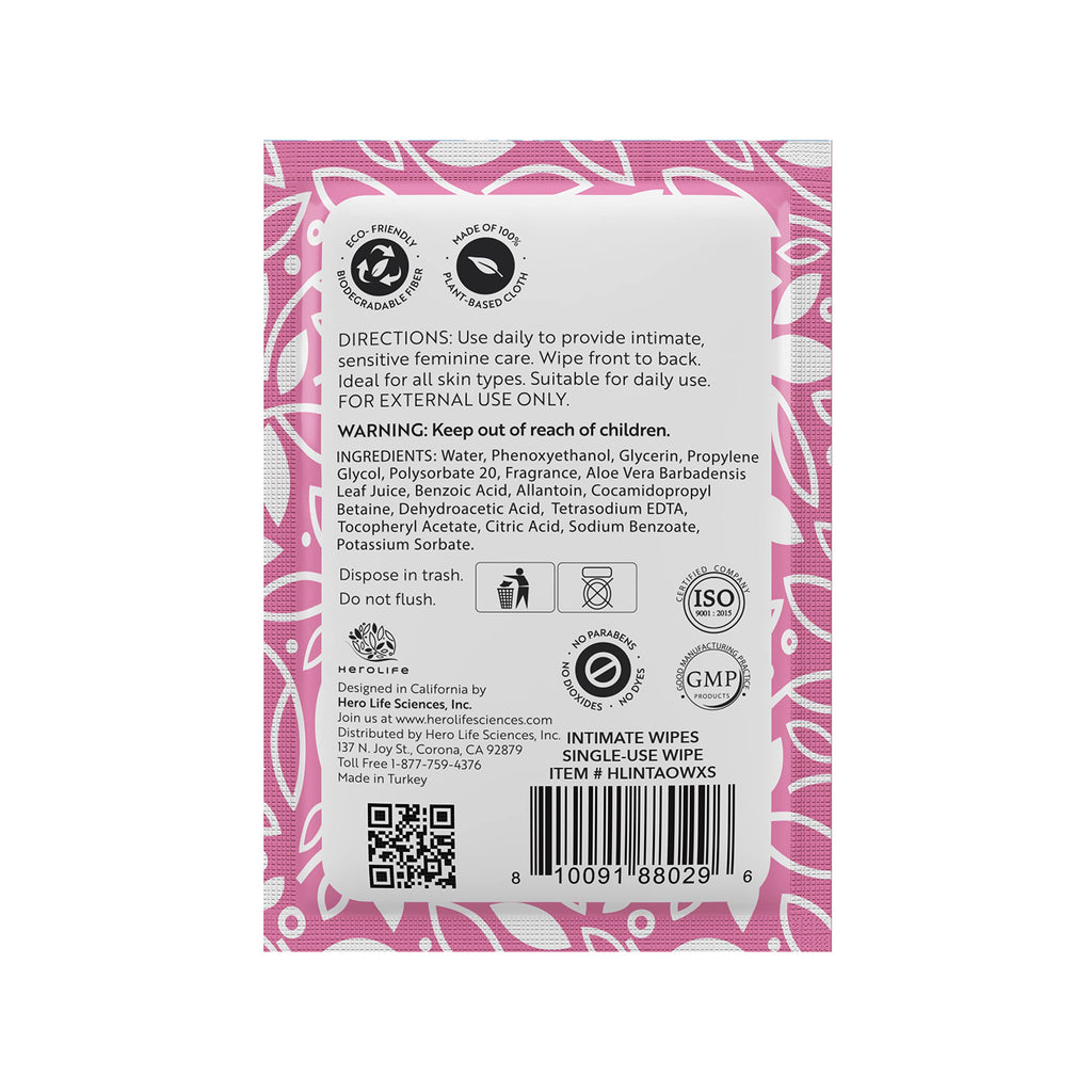 HEROLIFE Personal Wipes for Feminine Care, Single Use To Go, Plant-Based, 1 pack of 40 Single HerolifeBuy Supplements Australia