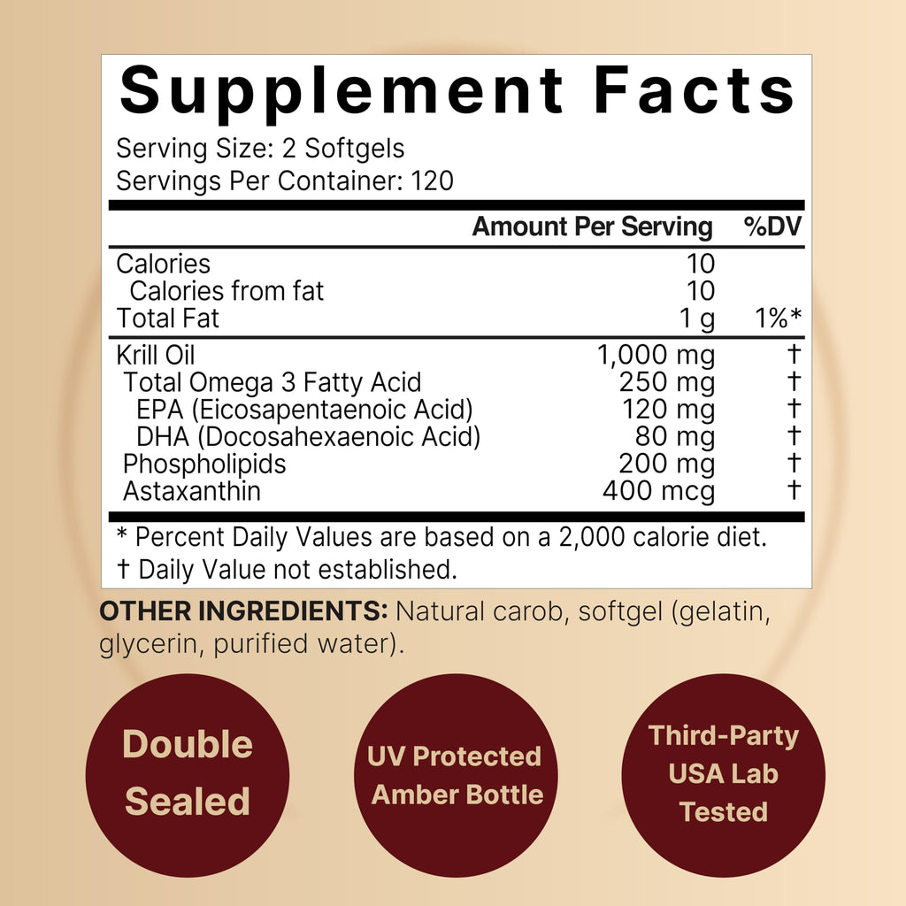 NatureBell Antarctic Krill Oil 1000mg Supplement, 240 Softgels, Natural Source of Omega-3 NatureBellBuy Supplements Australia