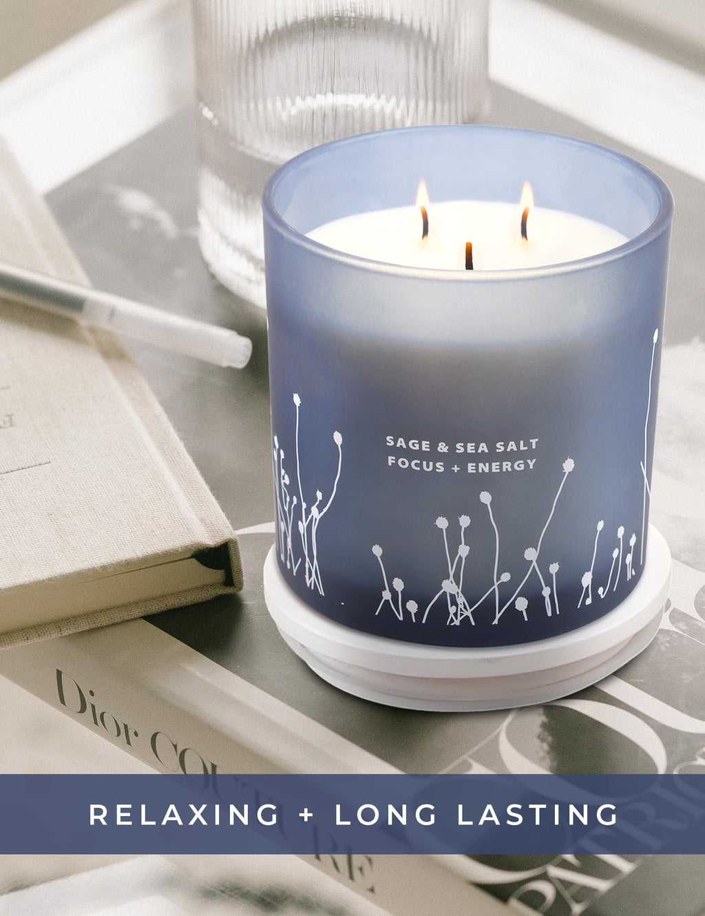 White Sage Sea Salt 3 Wick Candle 14.5 oz | Sage Candles for Cleansing House | Large Soy Candles GIFTAWAYBuy Supplements Australia
