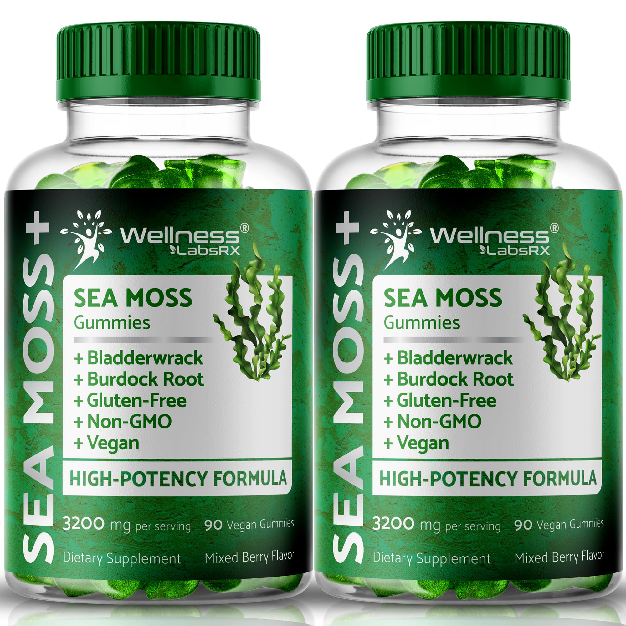 WELLNESS LABSRX Sea Moss Gummies, 3200mg Irish Sea Moss Mixed Berry Flavor with Maximum Potency Bladderwrack and Burdock Root - Supports Skin, Energy and Immunity - 180 Count WELLNESS LABSRXBuy Supplements Australia