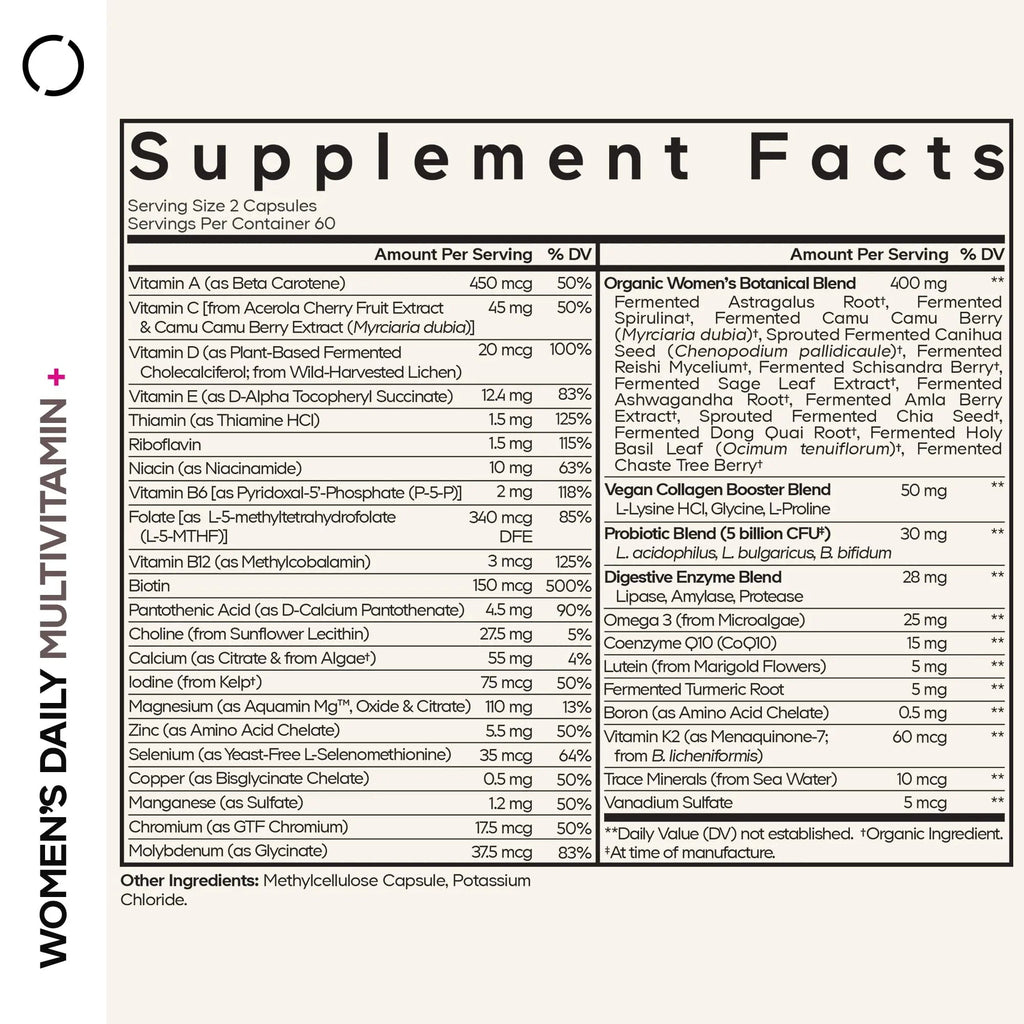 Codeage Women’s Daily Multivitamin, 25+ Vitamins & Minerals, Fermented, Organic Whole Foods, Probiotics Supplement CodeageBuy Supplements Australia
