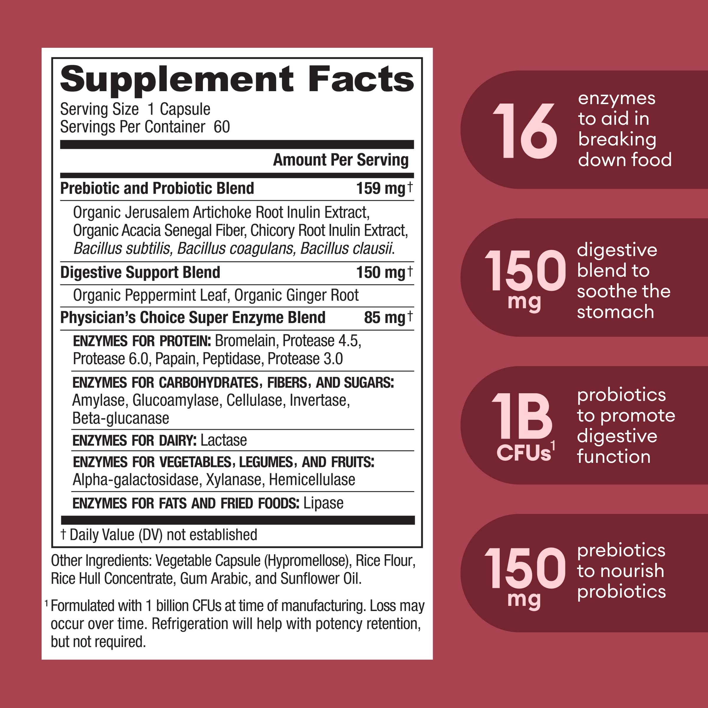 Physician's CHOICE Digestive Enzymes - Multi Enzymes, Bromelain, Organic Prebiotics Physician's CHOICEBuy Supplements Australia