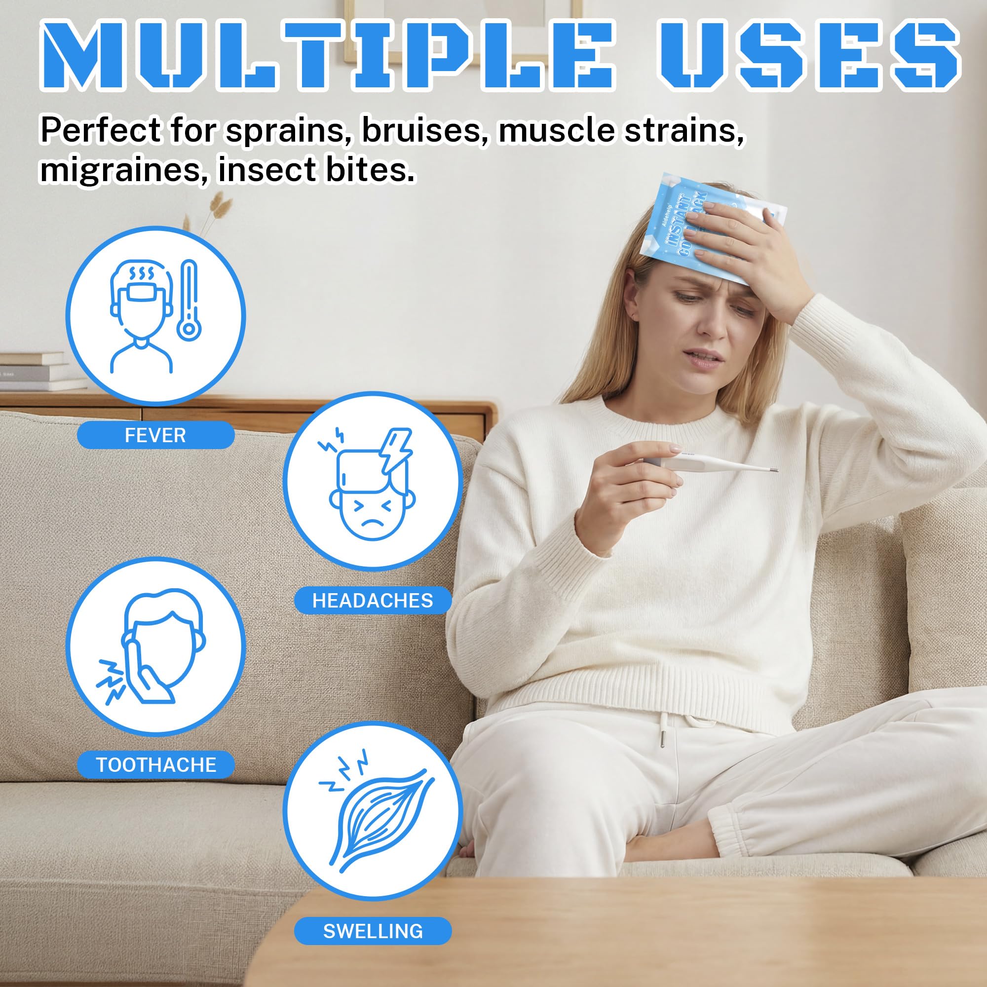 8 Pack Instant Cold Packs (4.3" x 5.9") - Disposable Ice Packs for Injuries | Cold Compress Ice Pack for Pain Relief, Swelling, Inflammation, Sprains, Toothache - Cold Pack for Athletes Aidehelp buy supplements Au