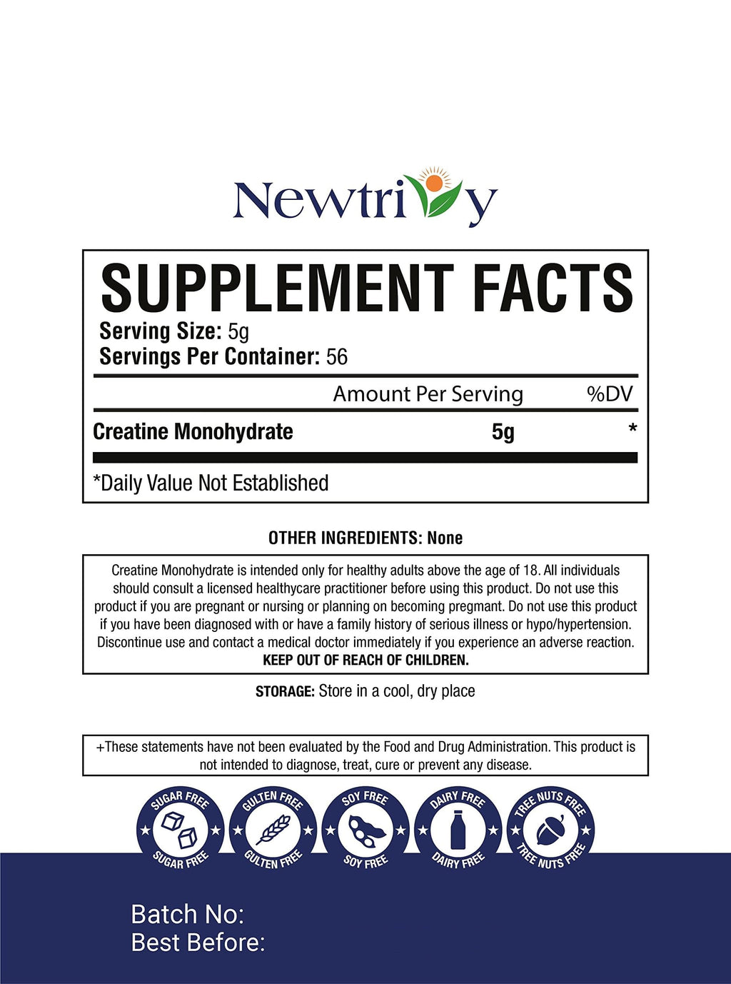 Creatine Monohydrate,Micronized, Pure,Unflavored,280g (9.8oz) NewtrivyBuy Supplements Australia