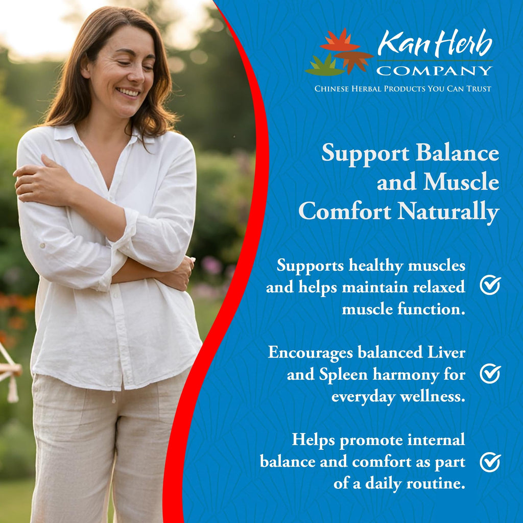 Kan Herbs Company Peony & Licorice Formula Tablets – Traditional Chinese Herbal Blend with White Peony Root & Chinese Licorice to Support Liver Balance, Muscle Comfort & Digestive Harmony, 60 Tablets Kan HerbBuy Supplements Australia