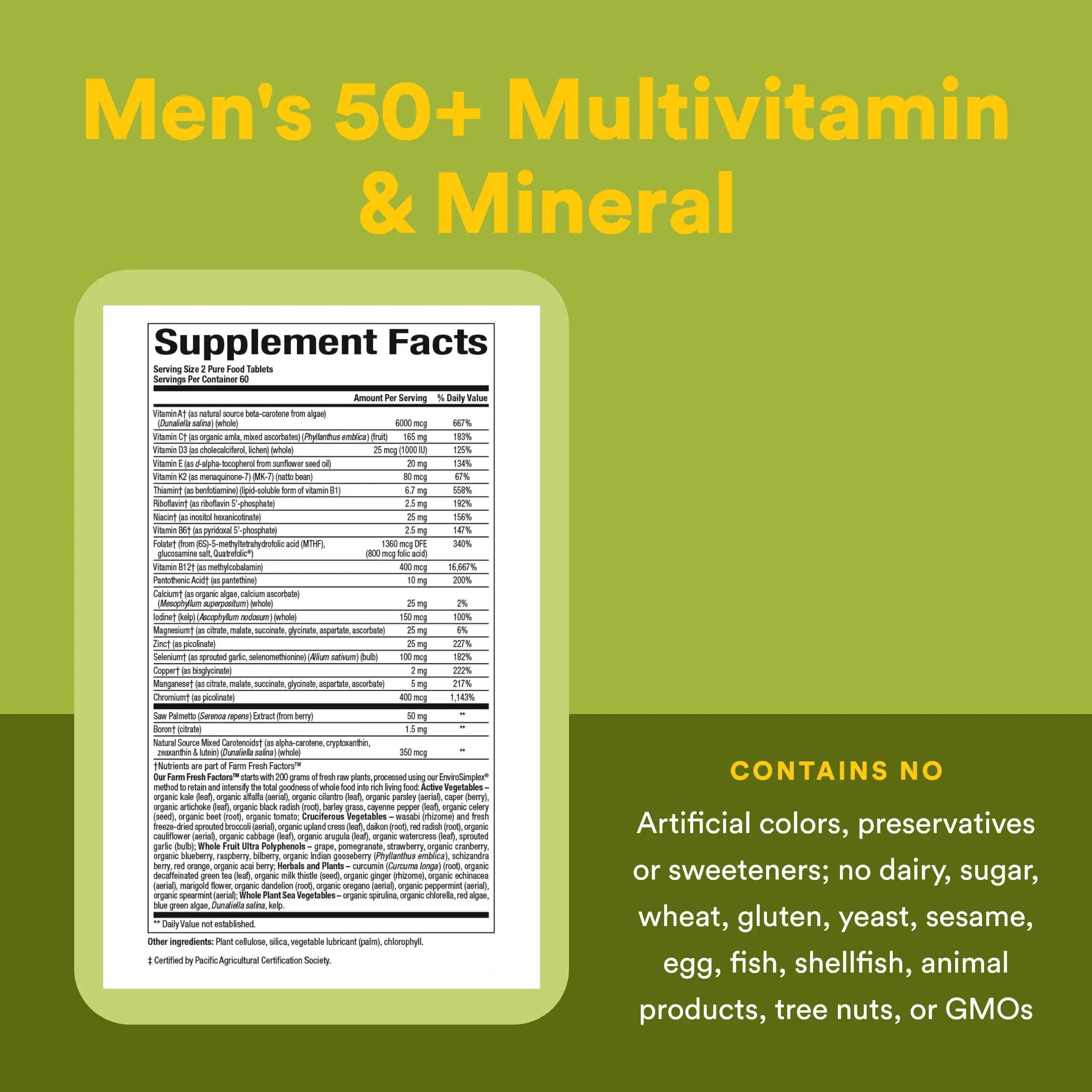 Natural Factors Whole Earth & Sea Men's 50+ Multivitamin & Mineral - Daily Nutritional Support Multivitamin Natural Factors
