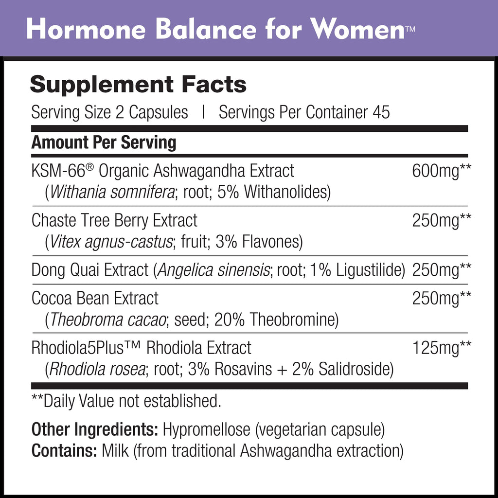 Hormone Balance for Women - Natural Mood Supplement - PMS Relief and Menopause Support | Featuring Clinically Studied KSM-66 Ashwagandha (90 Capsules) DailyNutraBuy Supplements Australia