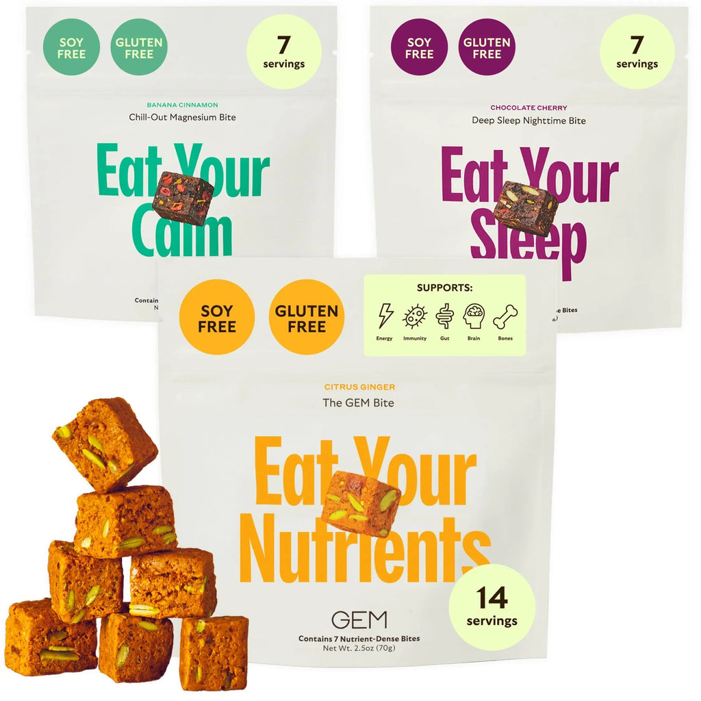 GEM Bite Complete Routine Variety Pack with Daily Multivitamin (14 Bites), Chill-Out Calm (7 Chews) & Deep Sleep Aid (7 Chews) | GEM