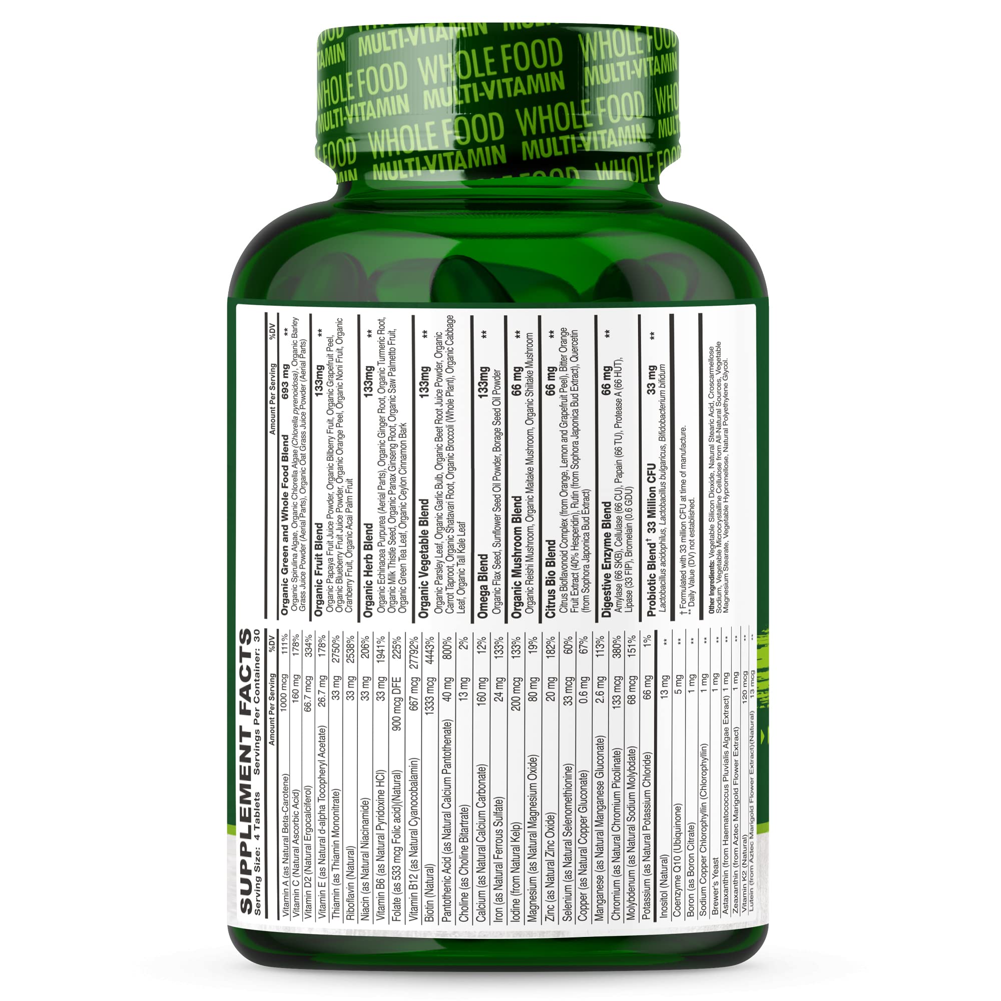 Whole Food Multivitamin for Men - Natural Multi Vitamins, Minerals, Organic Extracts Wholesome WellnessBuy Supplements Australia