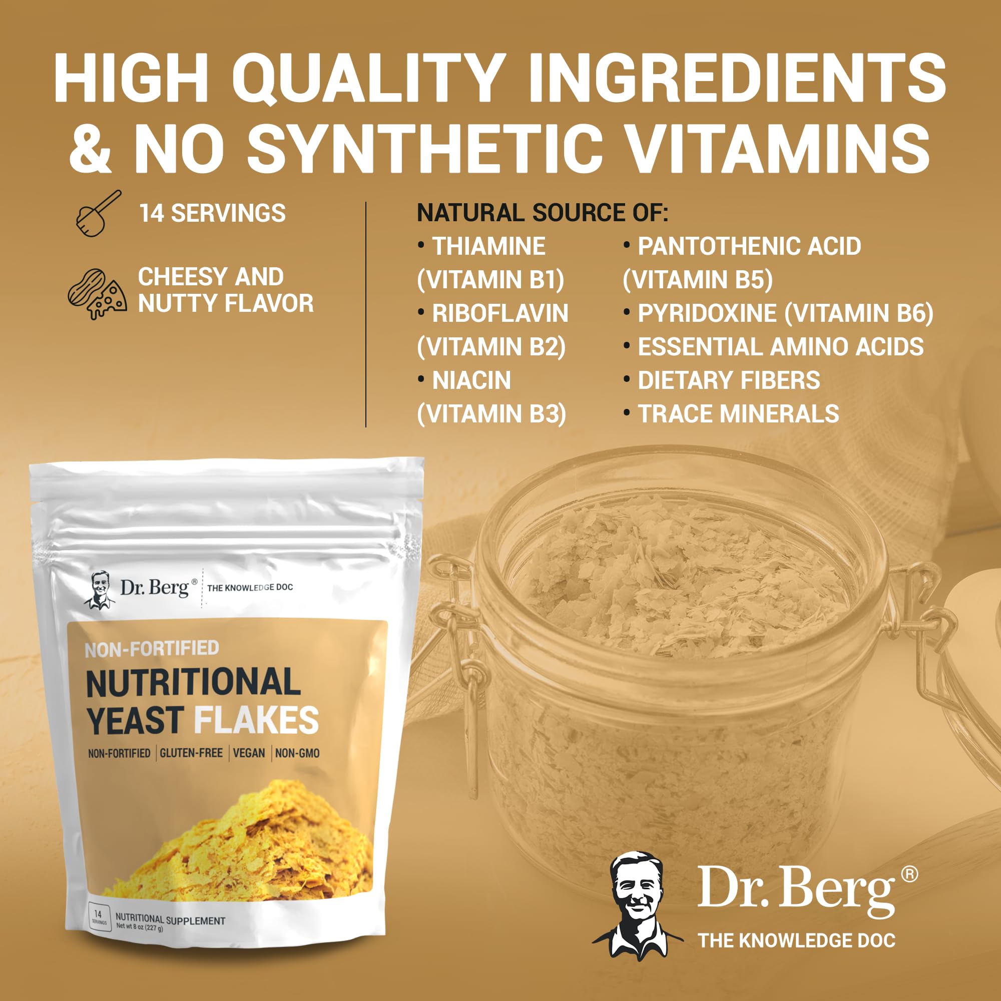 Dr. Berg Premium Nutritional Yeast Flakes - Delicious Non-Fortified Nutritional Yeast Dr. Berg NutritionalsBuy Supplements Australia