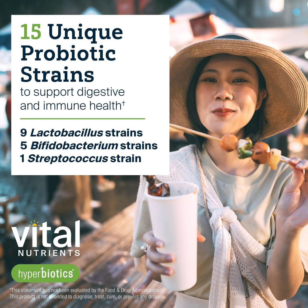 Hyperbiotics Vital Nutrients Pro-15 Advanced Probiotics for Women and Men | 15 Strains + Kiwifruit | Clinically Studied Daily Probiotics for Digestive Health, Gas, & Bloating | 60 Vegan Tablets HyperbioticsBuy Supplements Australia
