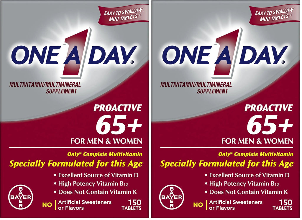 ONE A DAY Proactive 65+, Mens & Womens Multivitamin, Supplement with Vitamin A, Vitamin C, Vitamin D, and Zinc for Immune Health Support ONE A DAY
