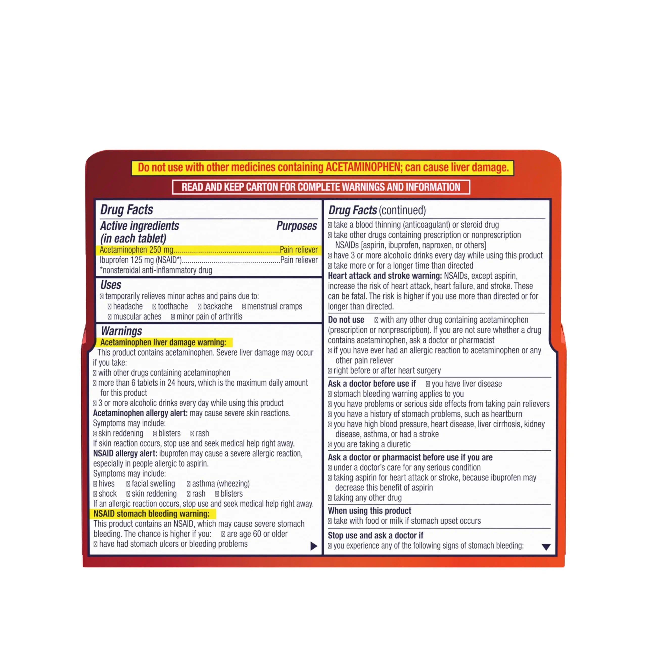 Motrin Dual Action with Tylenol, Ibuprofen & Acetaminophen Fast-Acting Dual Action Pain Reliever for Minor Aches & Pains, Ibuprofen (NSAID) 125 mg & Acetaminophen 250 mg, 120 ct MotrinBuy Supplements Australia