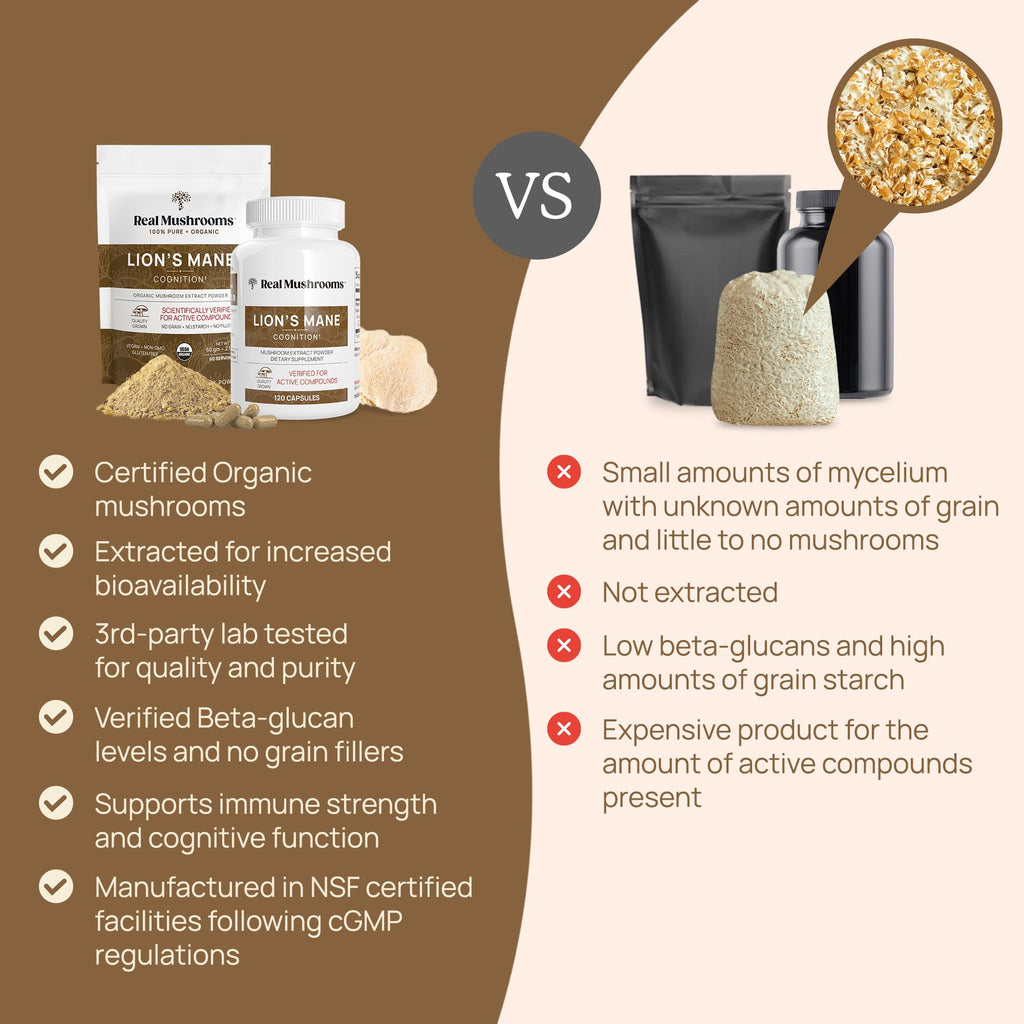 Real Mushrooms Lion’s Mane Capsules - Organic Lions Mane Mushroom Extract Real MushroomsBuy Supplements Australia