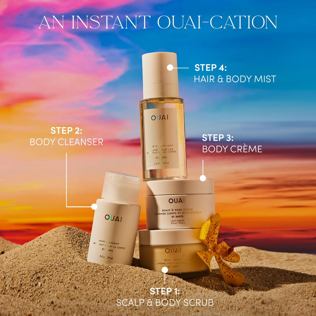 OUAI Scalp & Body Scrub, St. Barts Travel Size - Exfoliating Body Scrub with Sugar & Coconut Oil Blend for Smooth, Moisturized Skin - Gentle Scalp Exfoliator for Removing Product Build Up (3.4 oz) OUAIBuy Supplements Australia