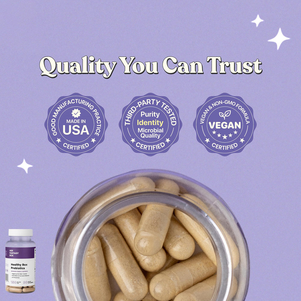 Her Fantasy Box | Healthy Box | Vaginal Probiotics for Women – Prebiotics + Advanced Lactobacillus Blend – Hormonal Balance, PMS Relief – Feminine Health Support with Cranberry & D-Mannose Her Fantasy BoxBuy Supplements Australia