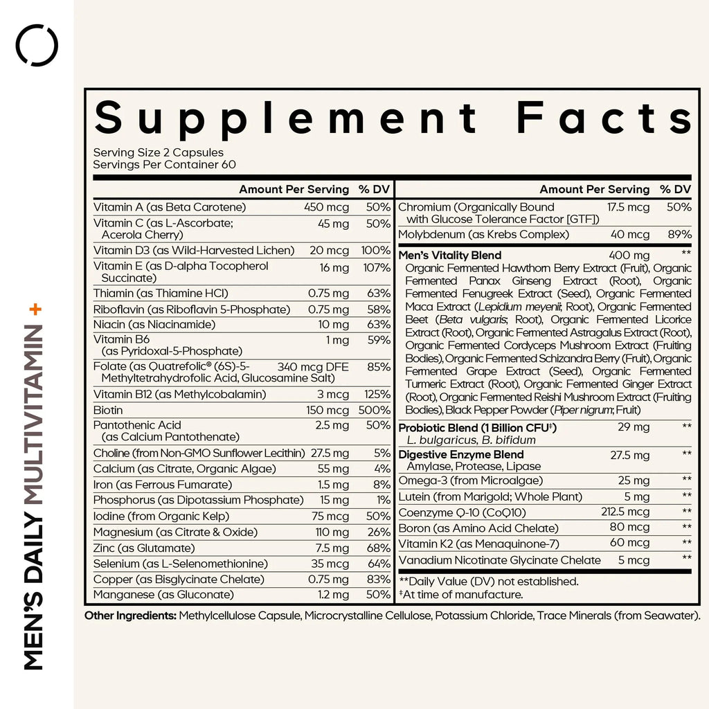 Codeage Men’s Daily Multivitamin – 25+ Essential Vitamins & Minerals, Organic Whole Foods, Probiotics, Omega-3, Zinc CodeageBuy Supplements Australia