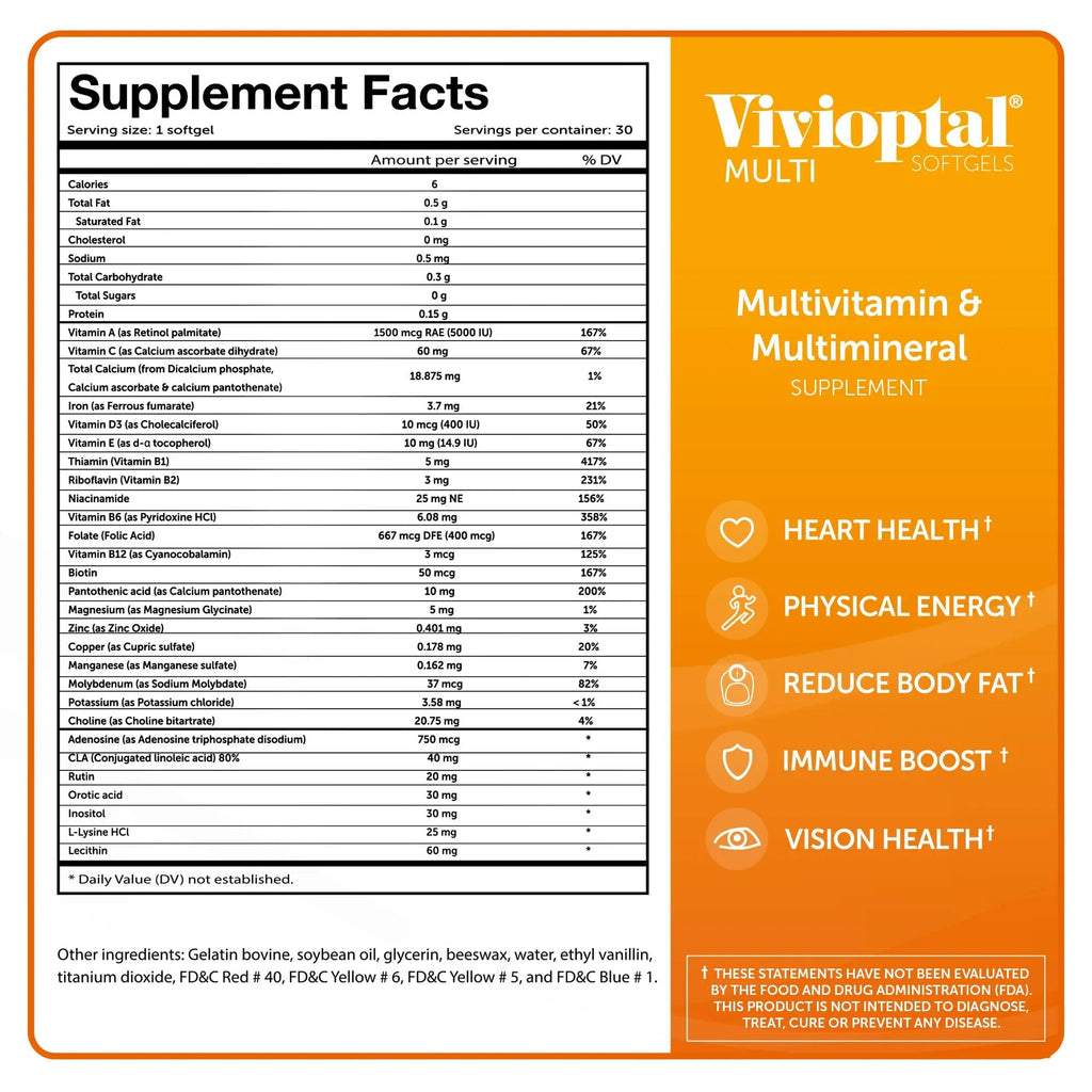 Vivioptal Multi, 30 Softgels, Multivitamin & Multimineral, Gluten Free, German Formula Vivioptal VitaminsBuy Supplements Australia