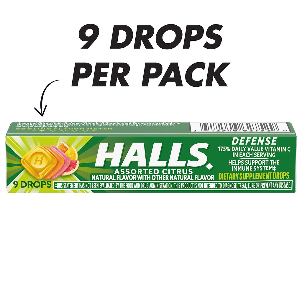 HALLS Defense Assorted Citrus Vitamin C Drops, 20 Sticks of 9 Drops (180 Total Drops) HALLS buy supplements Au