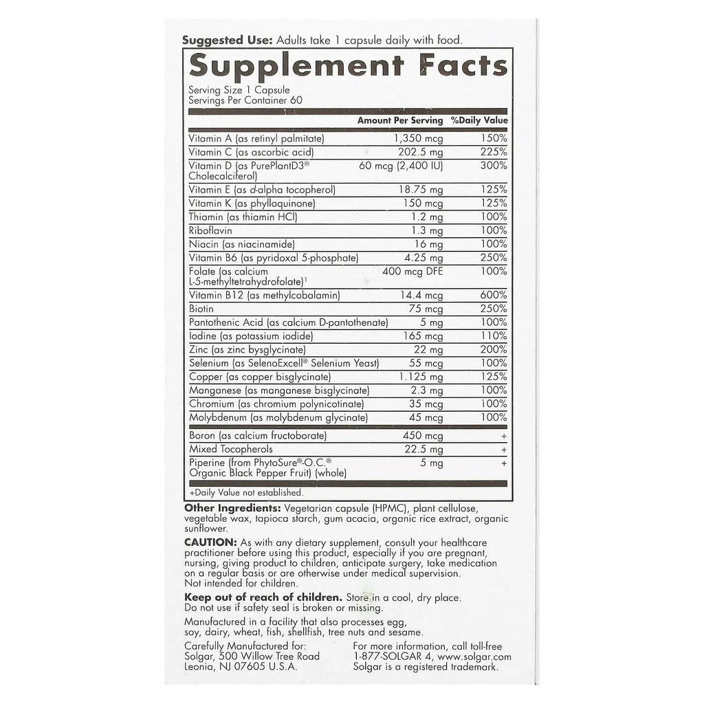 Solgar One Daily Men's Multi 50+ Whole Body Support for Men 50 and Older Highly Absorbable Delayed Release Heart, Energy SolgarBuy Supplements Australia