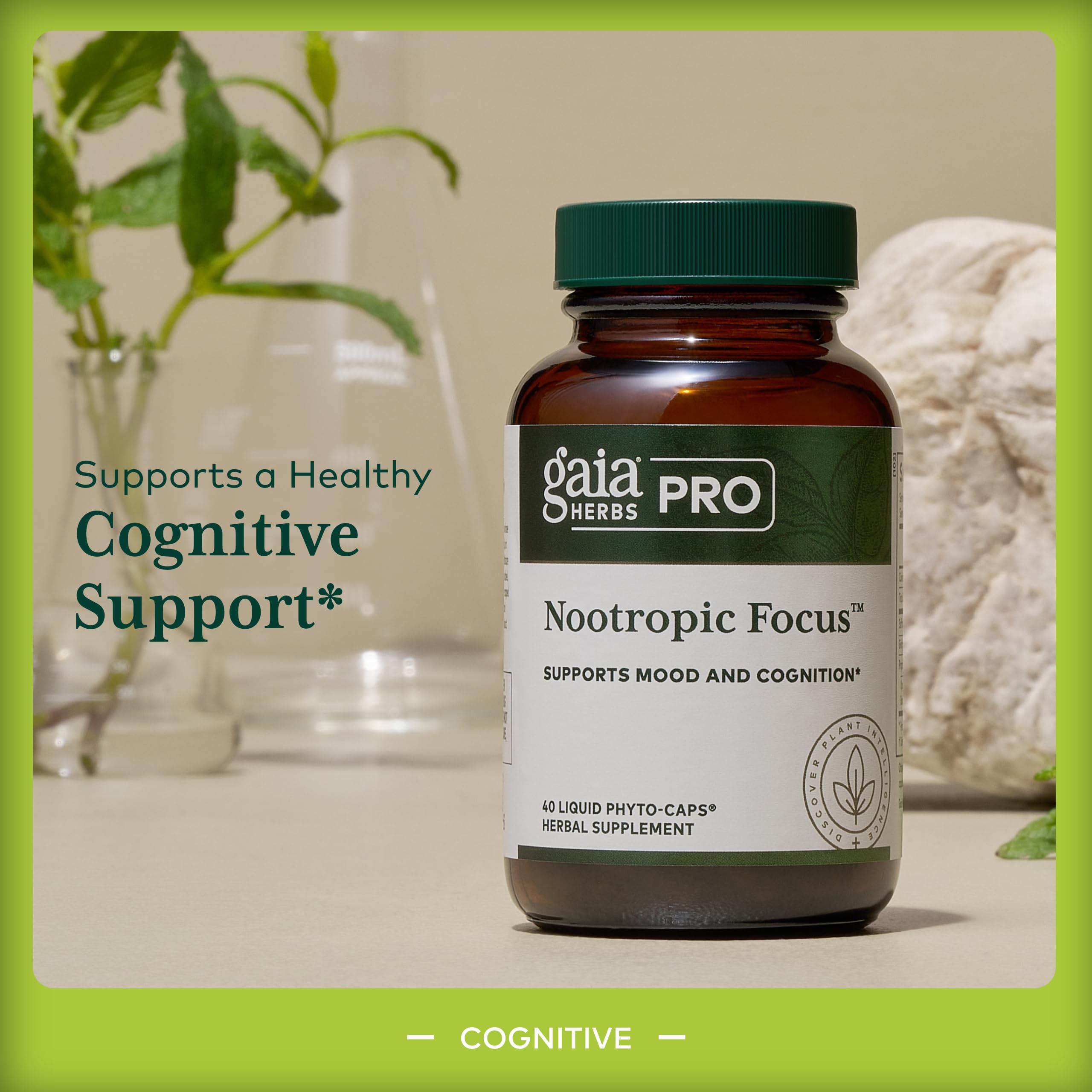 GAIA HERBS PRO Nootropic Focus - Brain Health Support Supplement* - Nootropic Supplement with Saffron, Ginkgo Leaf Extract & Lemon Balm - Vegan, Gluten-Free - 40 Liquid Phyto-Caps (20 Servings) Gaia Herbs PROBuy Supplements Australia