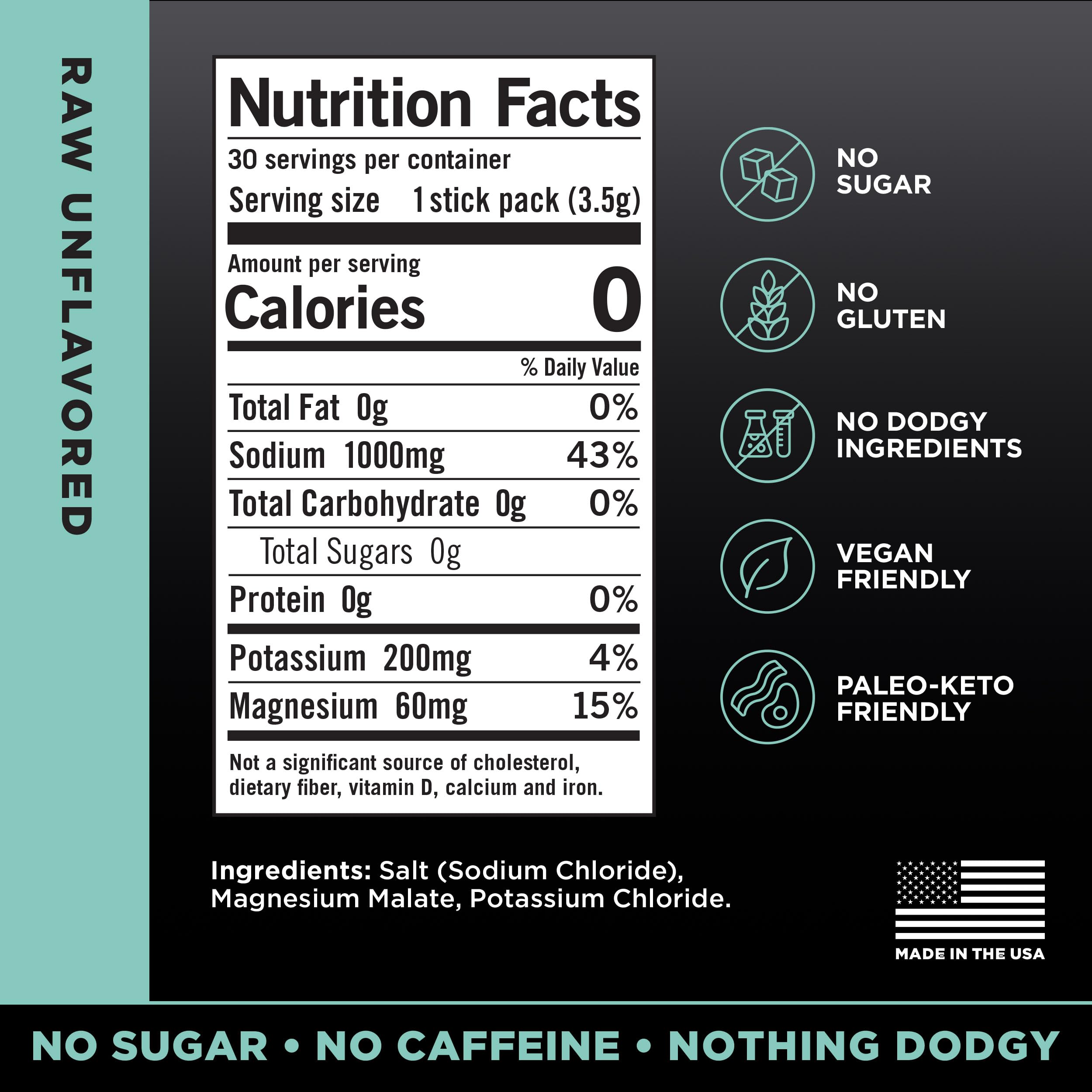 LMNT Zero Sugar Electrolytes - Raw Unflavored Salt | Drink Mix | 30-Count Drink LMNTBuy Supplements Australia