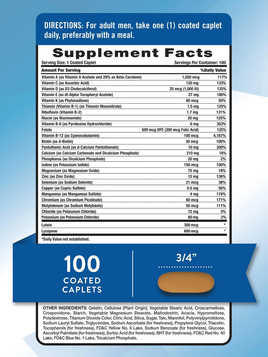 Nature's Truth Men's 50+ Multivitamin | with Vitamins A, C, E, B6 & B12 | 100 Count | Non-GMO & Gluten Free Nature's TruthBuy Supplements Australia