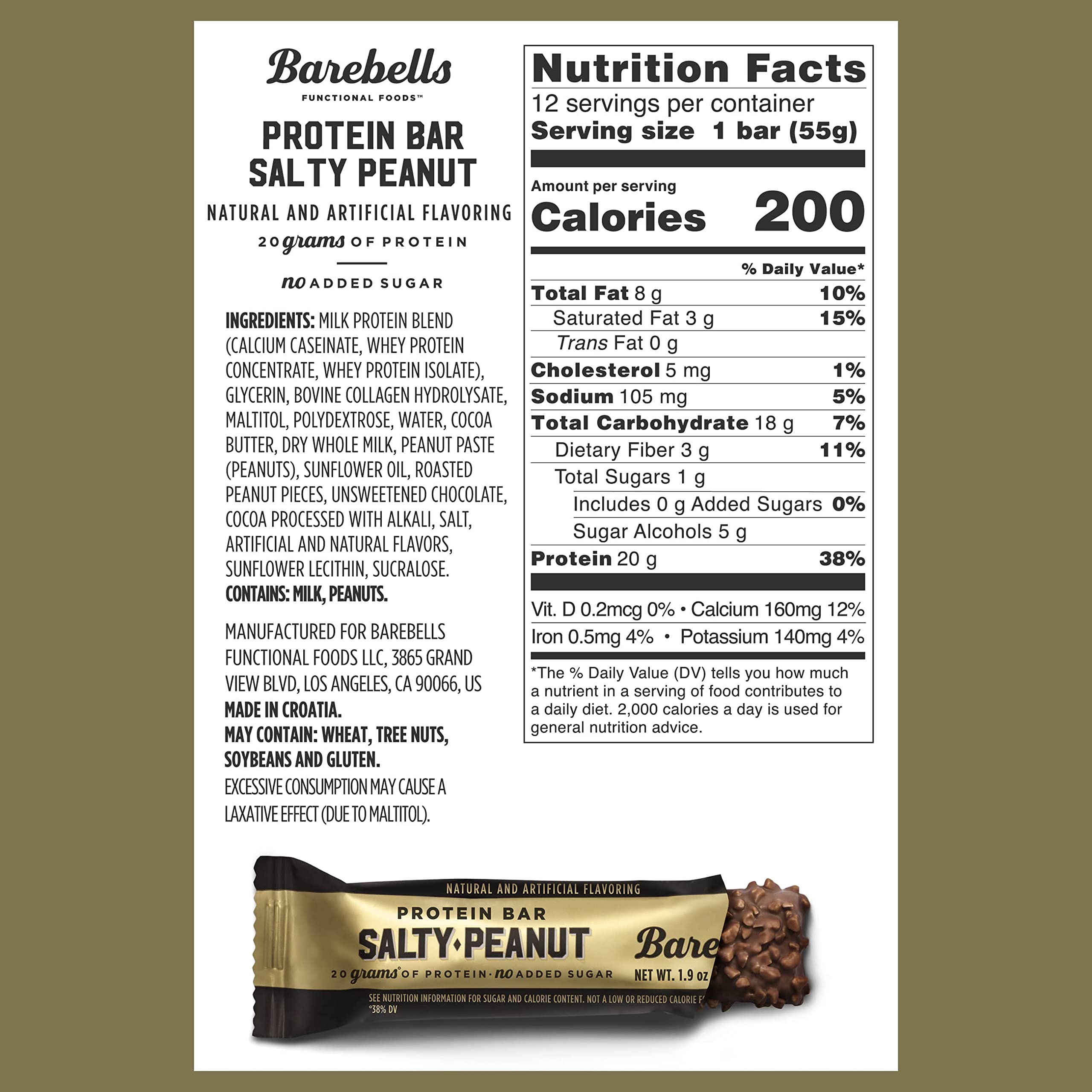 Barebells Salty Peanut Protein Bars, 12 Count - 20g Protein, 1g Sugar Snack Bars BAREBELLSBuy Supplements Australia