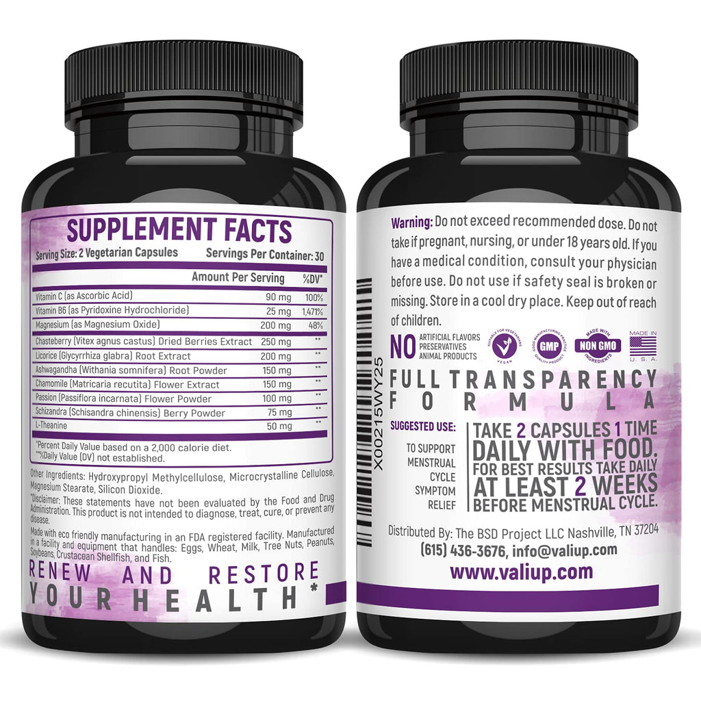 VALI Renew PMS Relief Supplement. Women’s Menstrual Cycle Support. Herbal Formula VALIBuy Supplements Australia