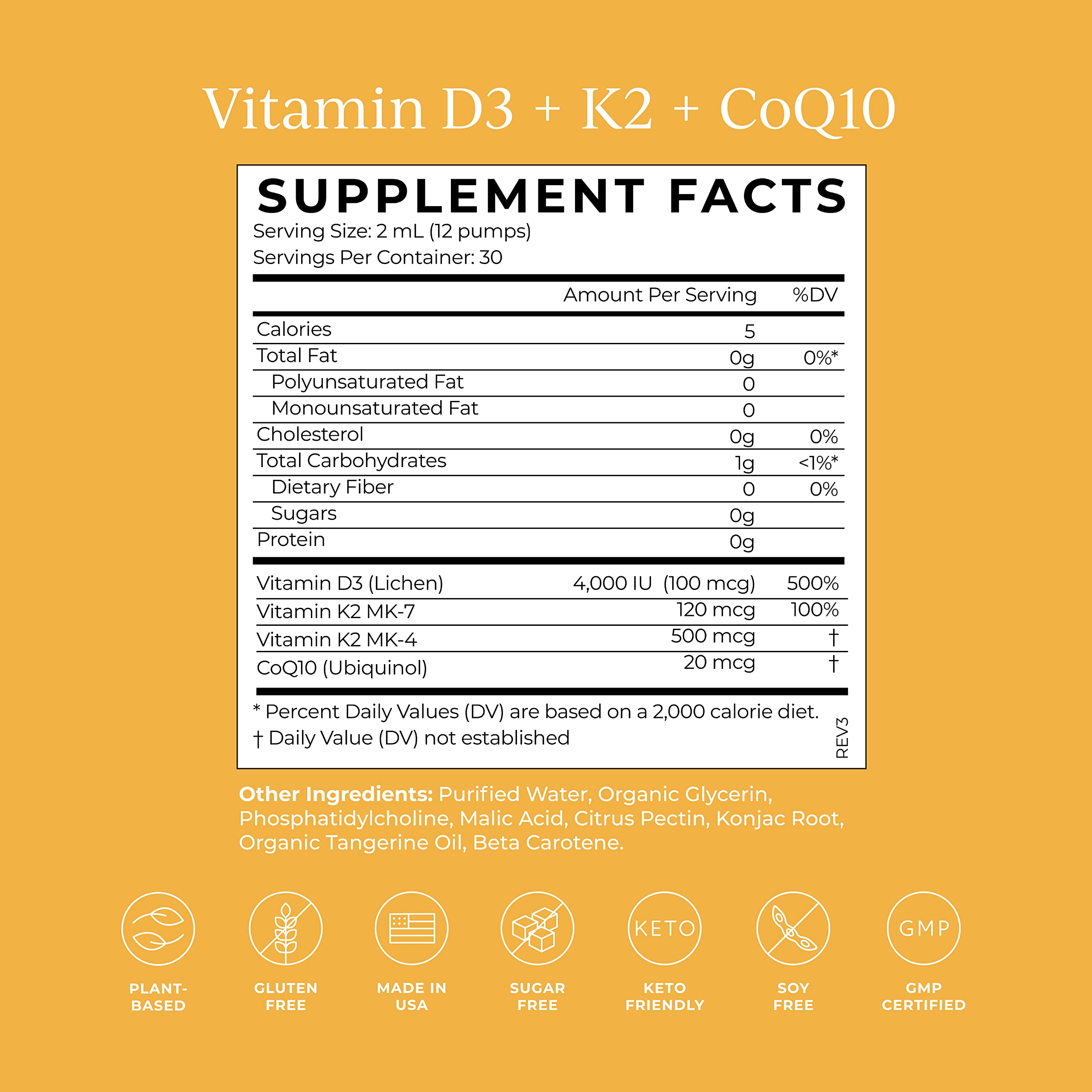 CYMBIOTIKA Vitamin D3 + K2 + CoQ10 Liquid, Vitamin D Supplement for Immune Support, Heart Health & Bone Health, Energy Booster, Liposomal Delivery, Vegan, Keto Ingredients, Tangerine Flavor CYMBIOTIKABuy Supplements Australia