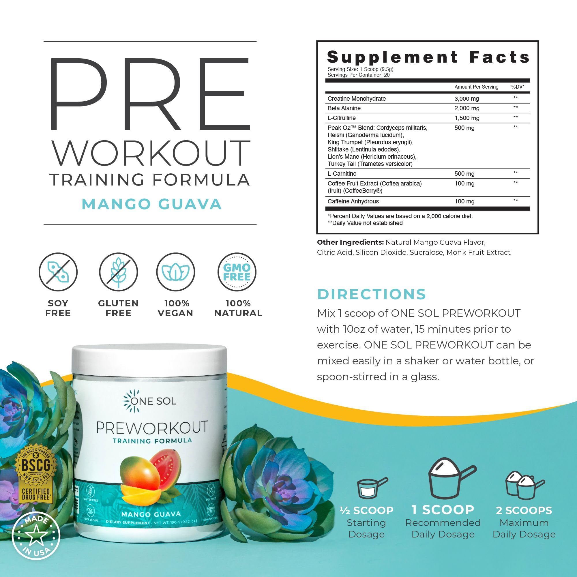 One Sol Pre-Workout for Women, Enhanced Pump & Focus, No Jitters Or Crash, Natural One SolBuy Supplements Australia