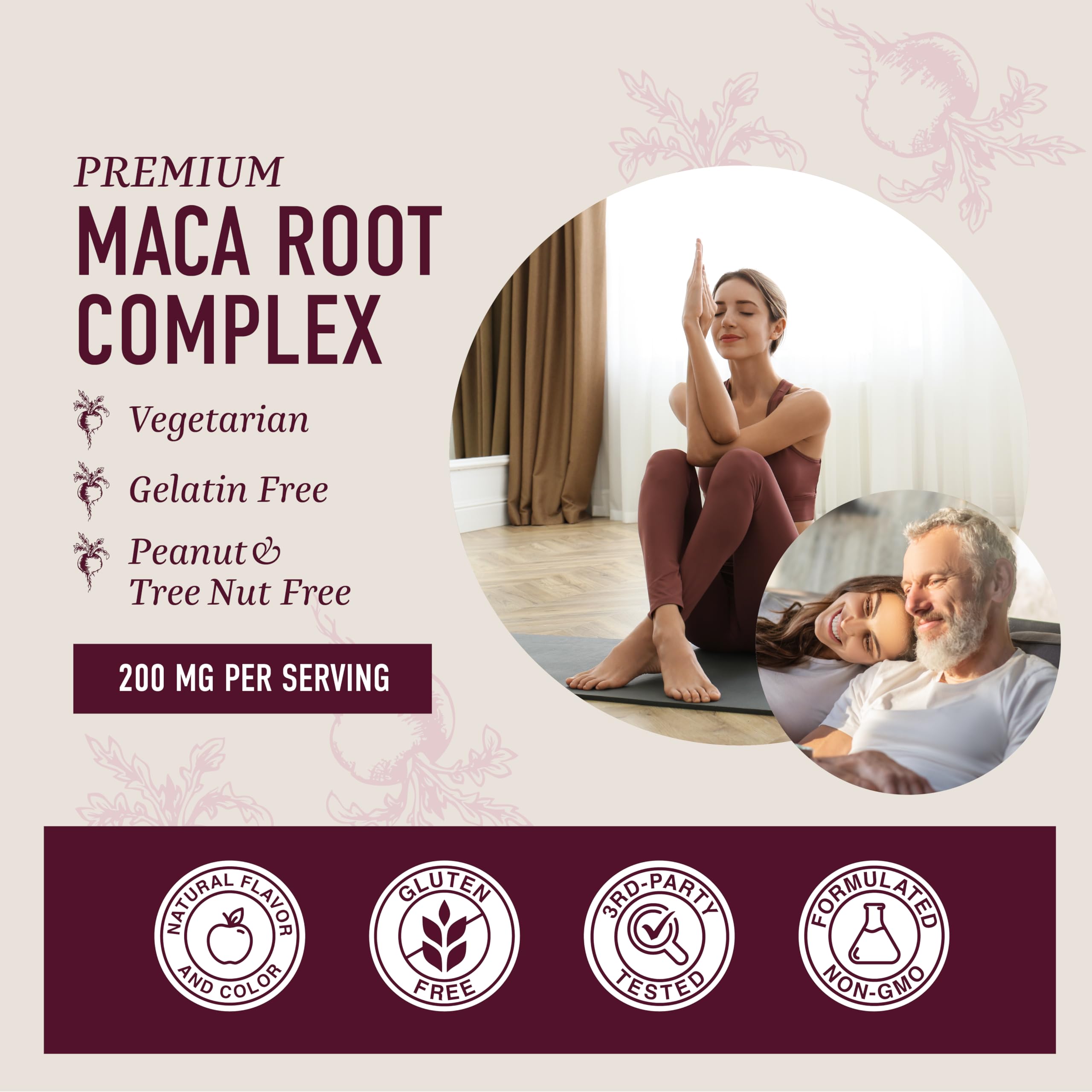 Maca Root Gummies with Natural Peach Flavor | Drive, Performance & Energy Support | Hormone Balance for Women and Men | Herbal Supplements 200MG Extra Strength | Vegetarian, Non-GMO | 60 Gummies SMNutritionBuy Supplements Australia