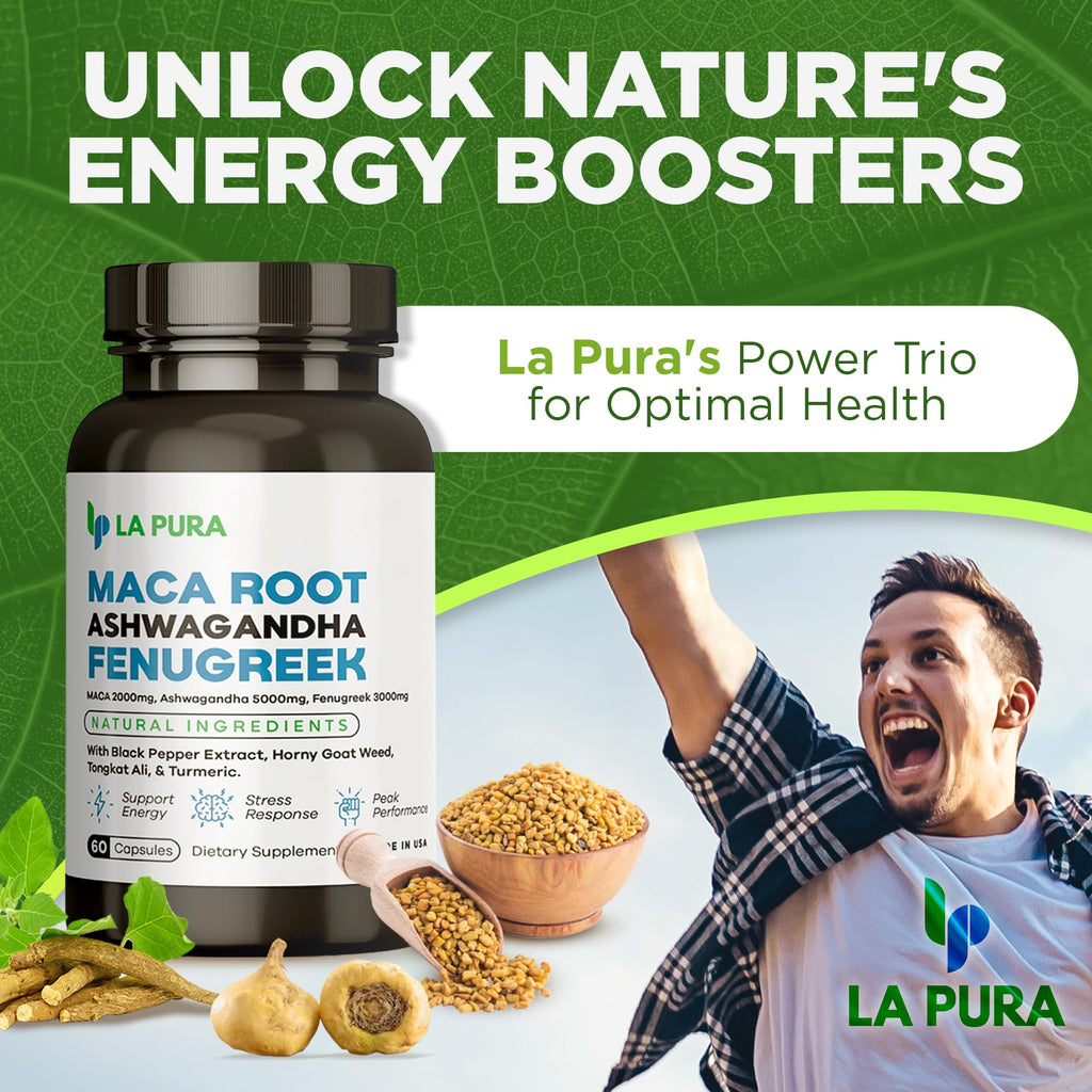 LaPura Ashwagandha 5000mg Maca Root 2000mg Fenugreek 3000mg Supplement LaPuraBuy Supplements Australia