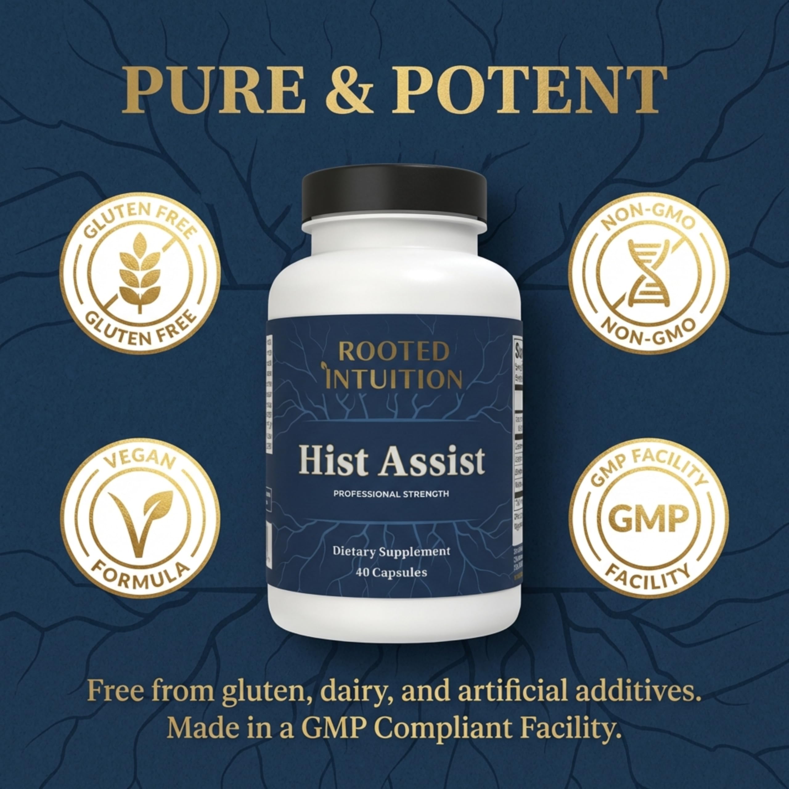 Rooted Intuition Hist Assist | Seasonal Sinus & Immune Balance Formula | Quercetin Bromelain NAC Nettle | Non-GMO Gluten Free | 40 Capsules Rooted Intuition buy supplements Au