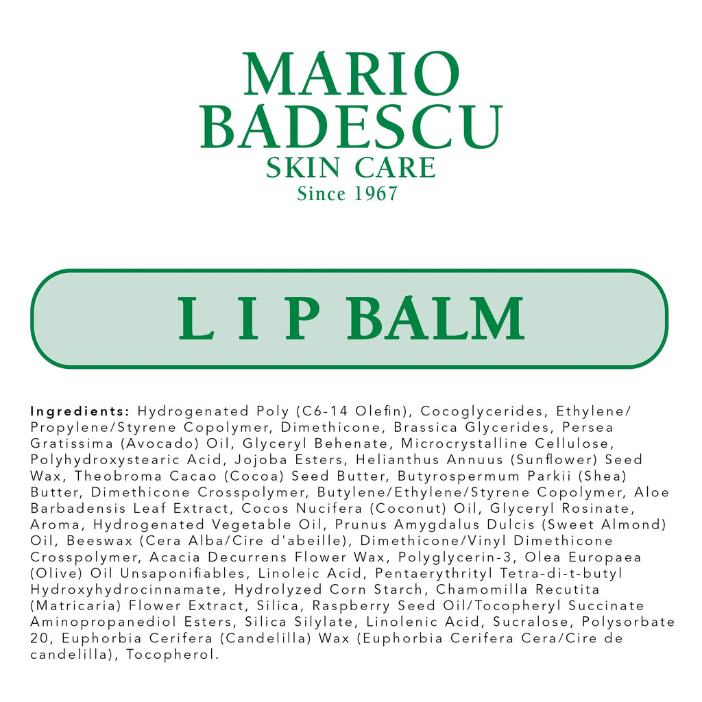 Mario Badescu Moisturizing Original Lip Balm for Dry Cracked Lips, Infused with Coconut Oil
