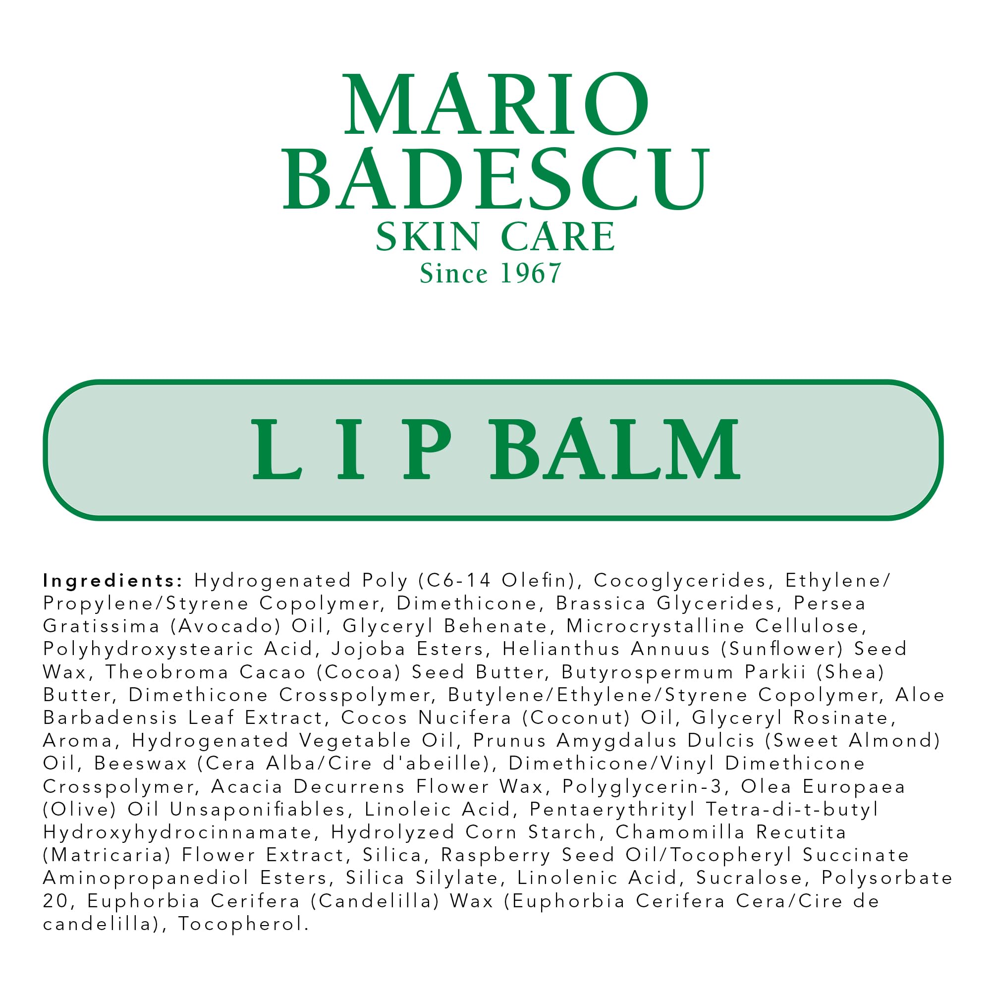 Mario Badescu Moisturizing Original Lip Balm for Dry Cracked Lips, Infused with Coconut Oil
