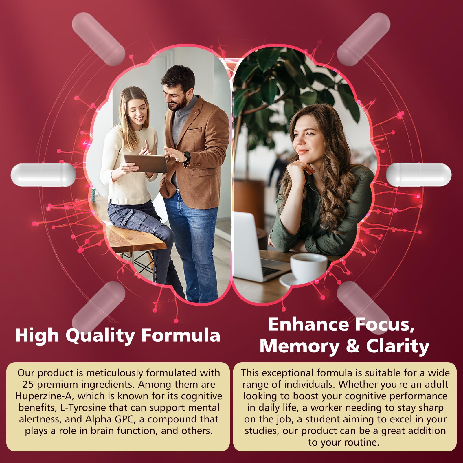 UIMISX Brain Supplement for Mental Alertness, Memory, Focus & Energy, Alpha GPC, Huperzine-A, L-Tyrosine, Phosphatidylserine, Vitamins B6 B12, High Absorption, 90 Capsules UIMISXBuy Supplements Australia