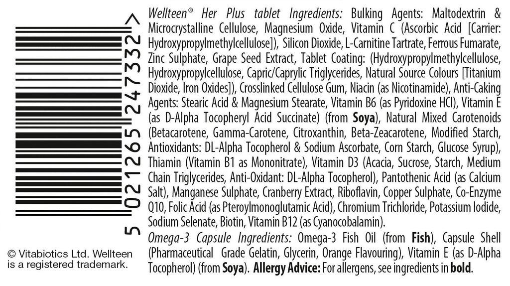 Vitabiotics Wellteen Her Plus - 56 Tablets/Capsules, 56 Count (Pack of 1) WellteenBuy Supplements Australia
