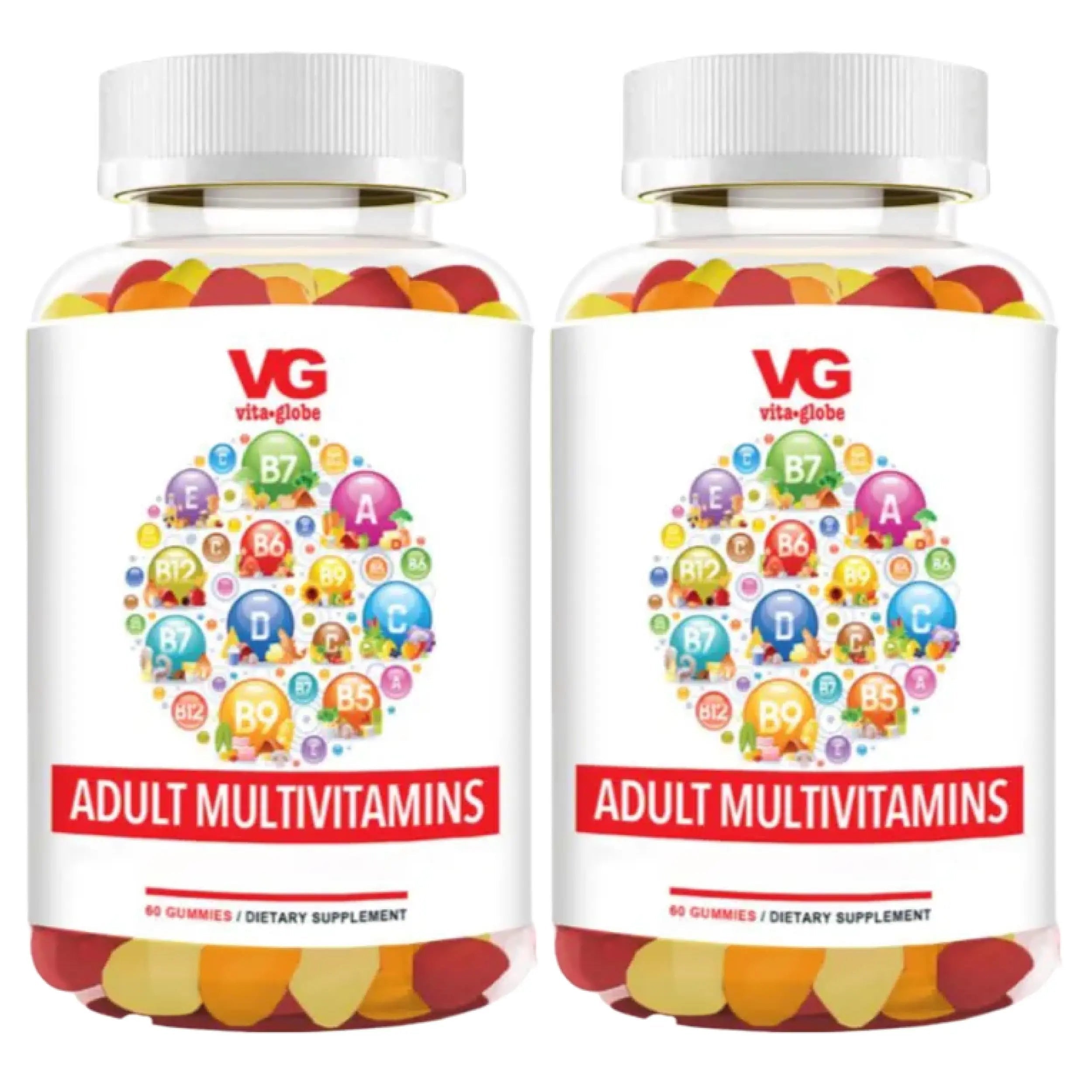 VITA GLOBE Adult Multivitamin Gummies – 9 Daily Vitamins with C, D, E, B6, B12, Folate & Biotin | Delicious Juicy Trio Orange VITA GLOBE
