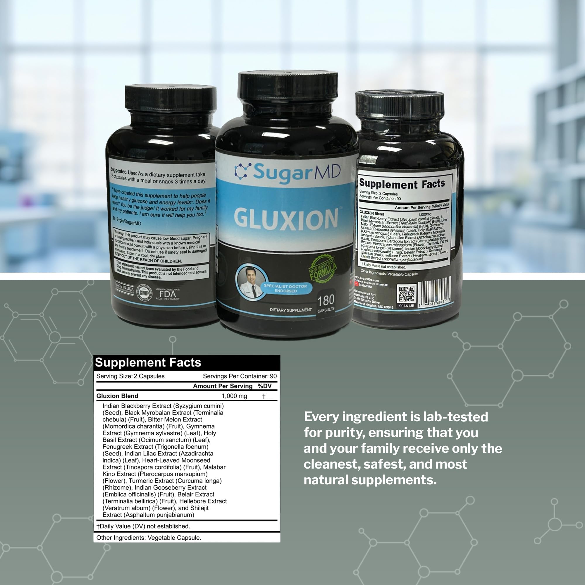SugarMD GLUXION 3X Strength Formula | Advanced Botanical & Nutrient Blend for Spike Control| Vegan, Non-GMO, 180 Capsules SugarMDBuy Supplements Australia