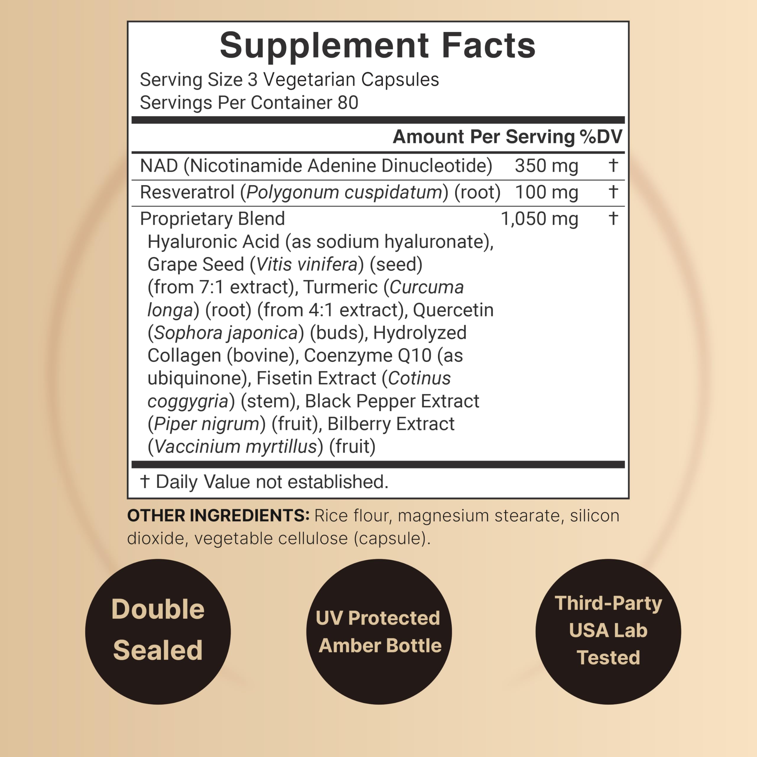 NatureBell NAD+ Complex 1,500mg Per Serving, 240 Veggie Capsules | NMN Supplement Alternative | NAD Plus Resveratrol, Hyaluronic Acid, Quercetin, Fisetin, Collagen, & More – Non-GMO NatureBellBuy Supplements Australia