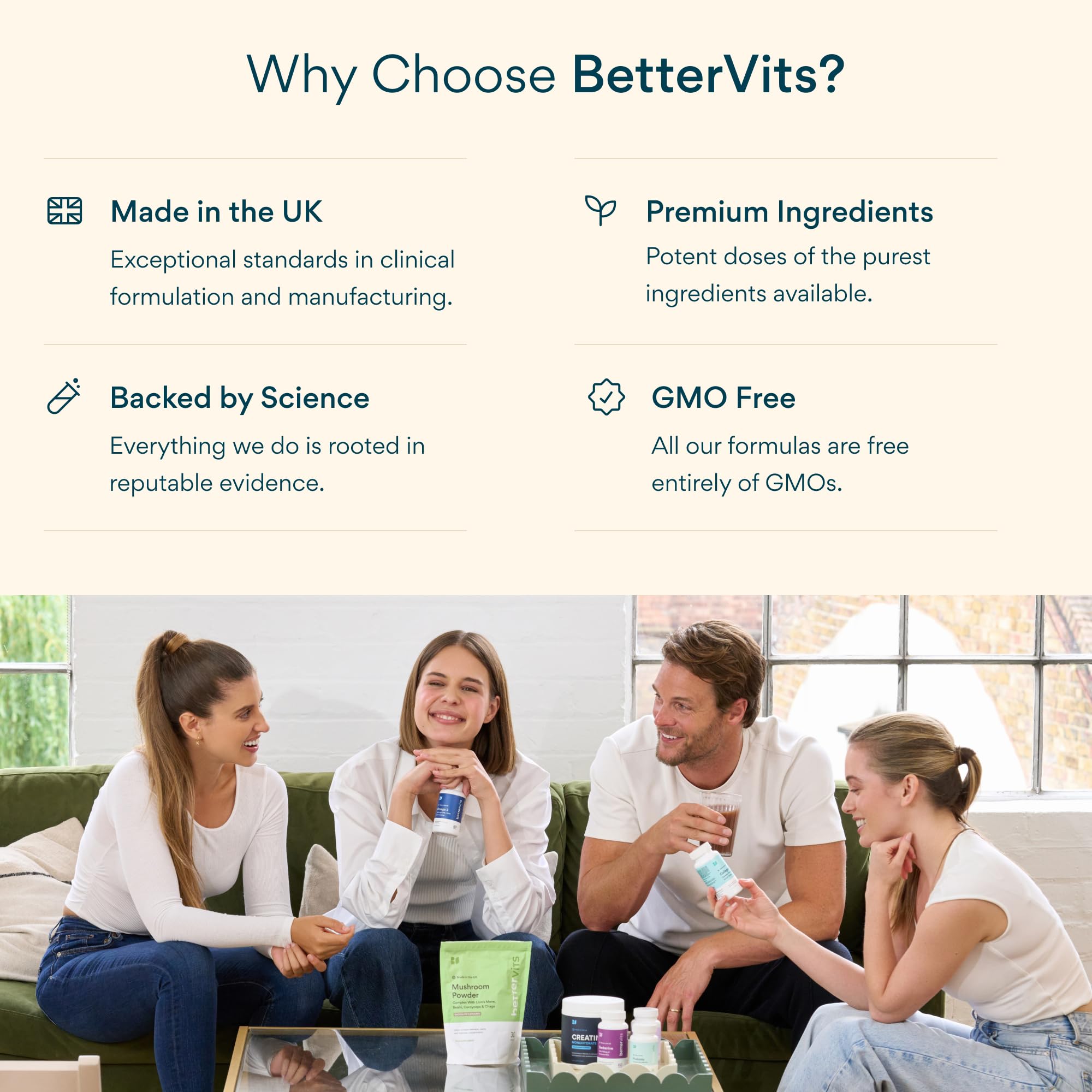 Bettervits Probiotics for Women & Men – 75 Billion CFU | Digestive Health and Gut Support Prebiotic | 14 Clinically Studied Strains with Vitamin B12,