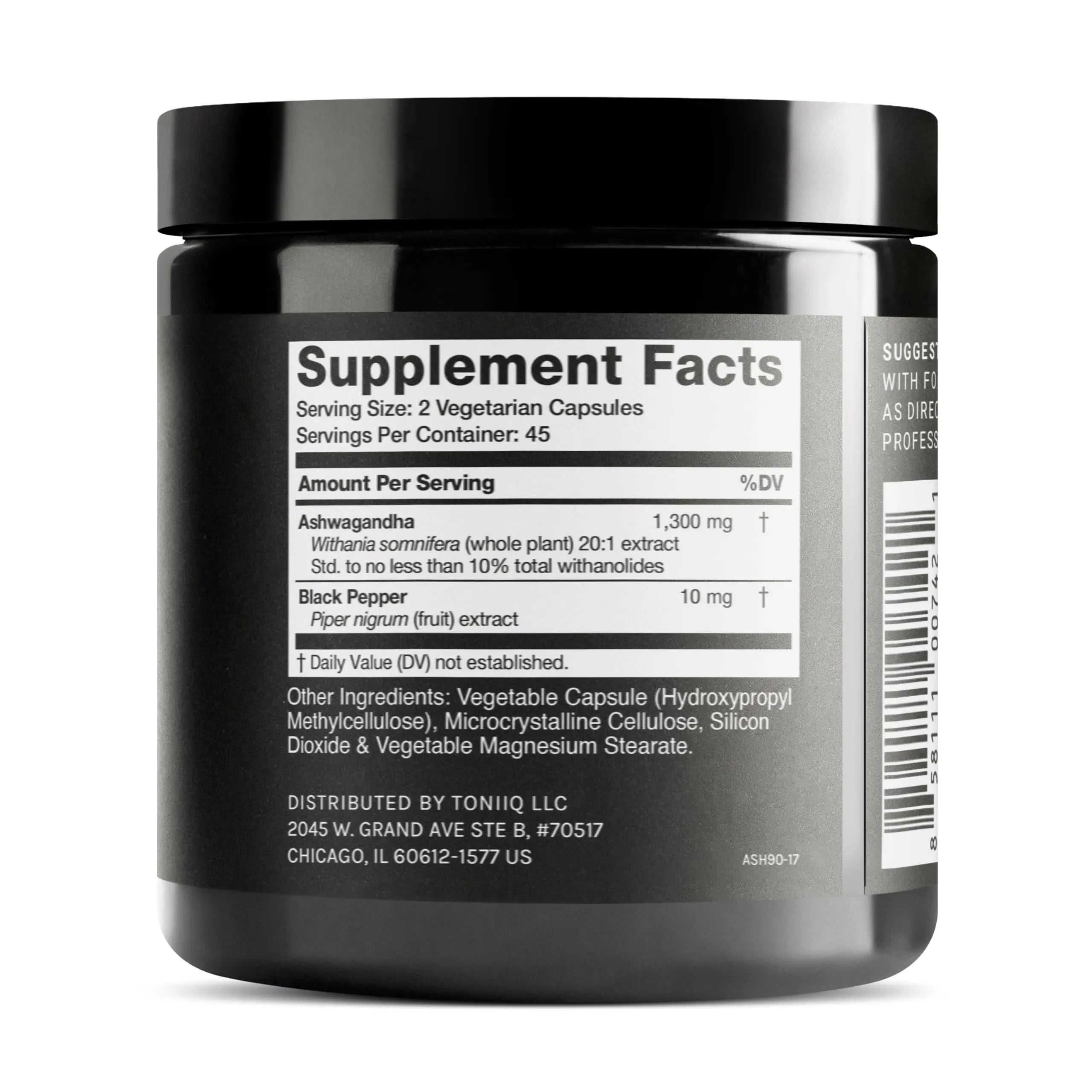 Toniiq Ashwagandha - Ultra High Potency 20:1 Extract with 10% Withanolides - Wild Harvested in India - Highly Concentrated - Third-Party Lab Tested - 90 Capsules Toniiq buy supplements Au