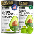 Biotin for Hair Growth Women/Men 12000mcg, Skin & Nails Support Gummies + 70000mcg Collagen Peptides (Collagen Powder in Gummy Form) + 20000mcg Keratin + Retinol, Sugar Free, 120 Gummies (2 Pack) Wellneum buy supplements Au